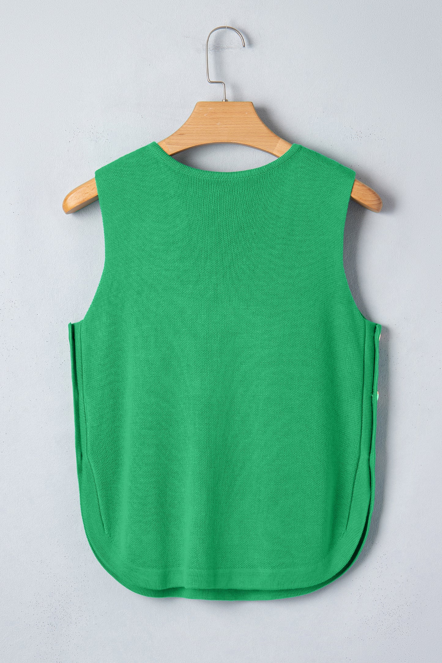 Bright Green Side Button Round Neck Knit Sleeveless Sweater-TOPS / DRESSES-[Adult]-[Female]-2022 Online Blue Zone Planet