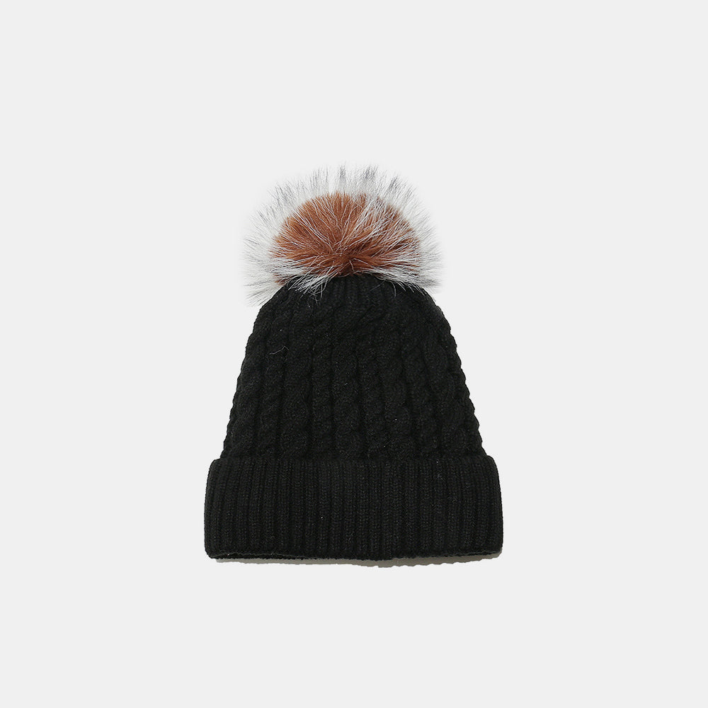 Blue Zone Planet | Cable Knit Winter Hat with Pompom-HATS-[Adult]-[Female]-Black-One Size-2022 Online Blue Zone Planet