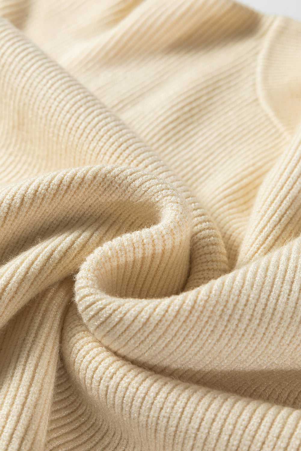 Beige Ribbed Knit Contrasted Stripe Detail Button Side Loose Sweater-Sweaters & Cardigans/Sweaters-[Adult]-[Female]-2022 Online Blue Zone Planet