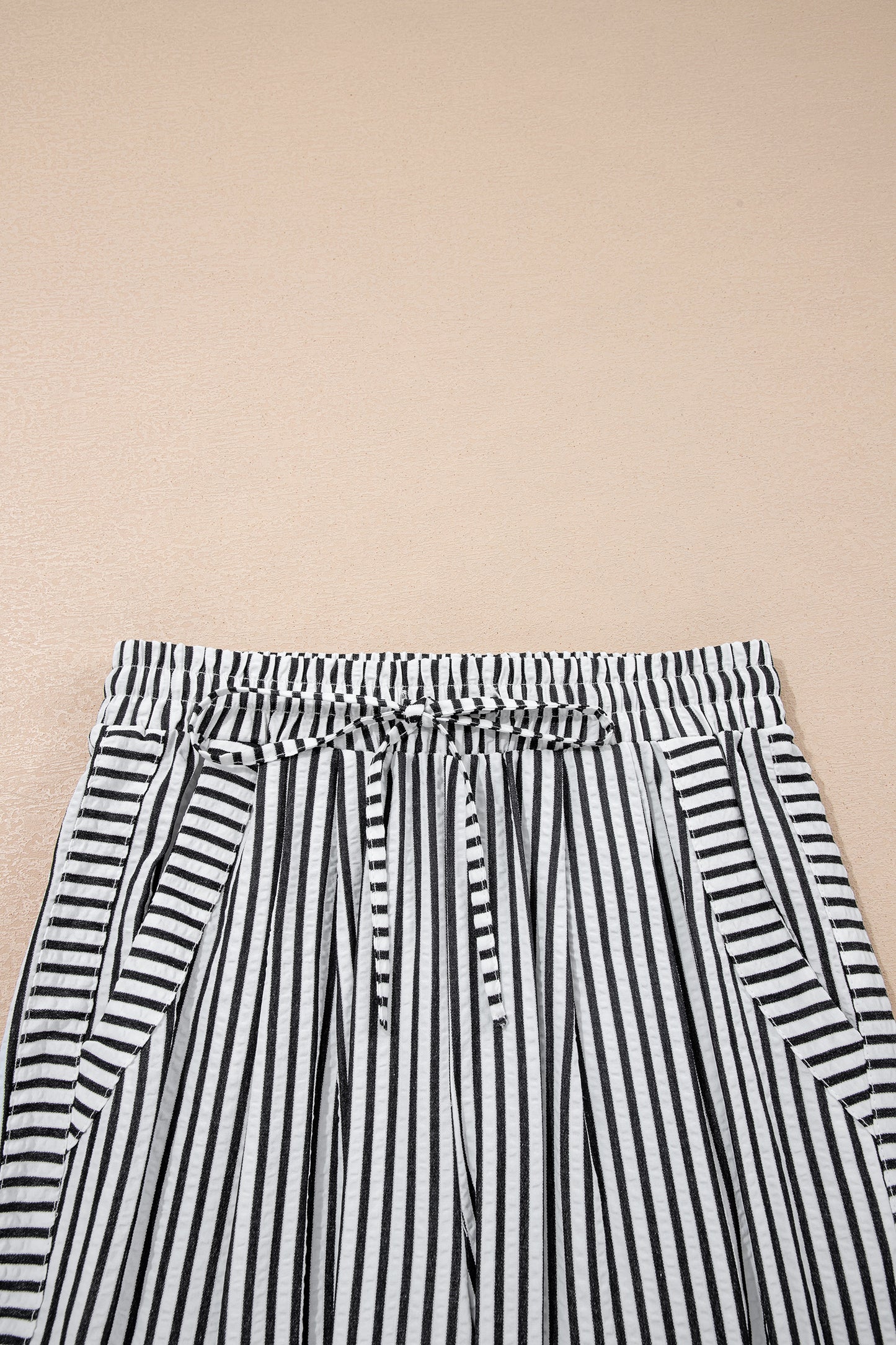 Black Stripe Wide Leg Casual Pants-Bottoms/Pants & Culotte-[Adult]-[Female]-2022 Online Blue Zone Planet