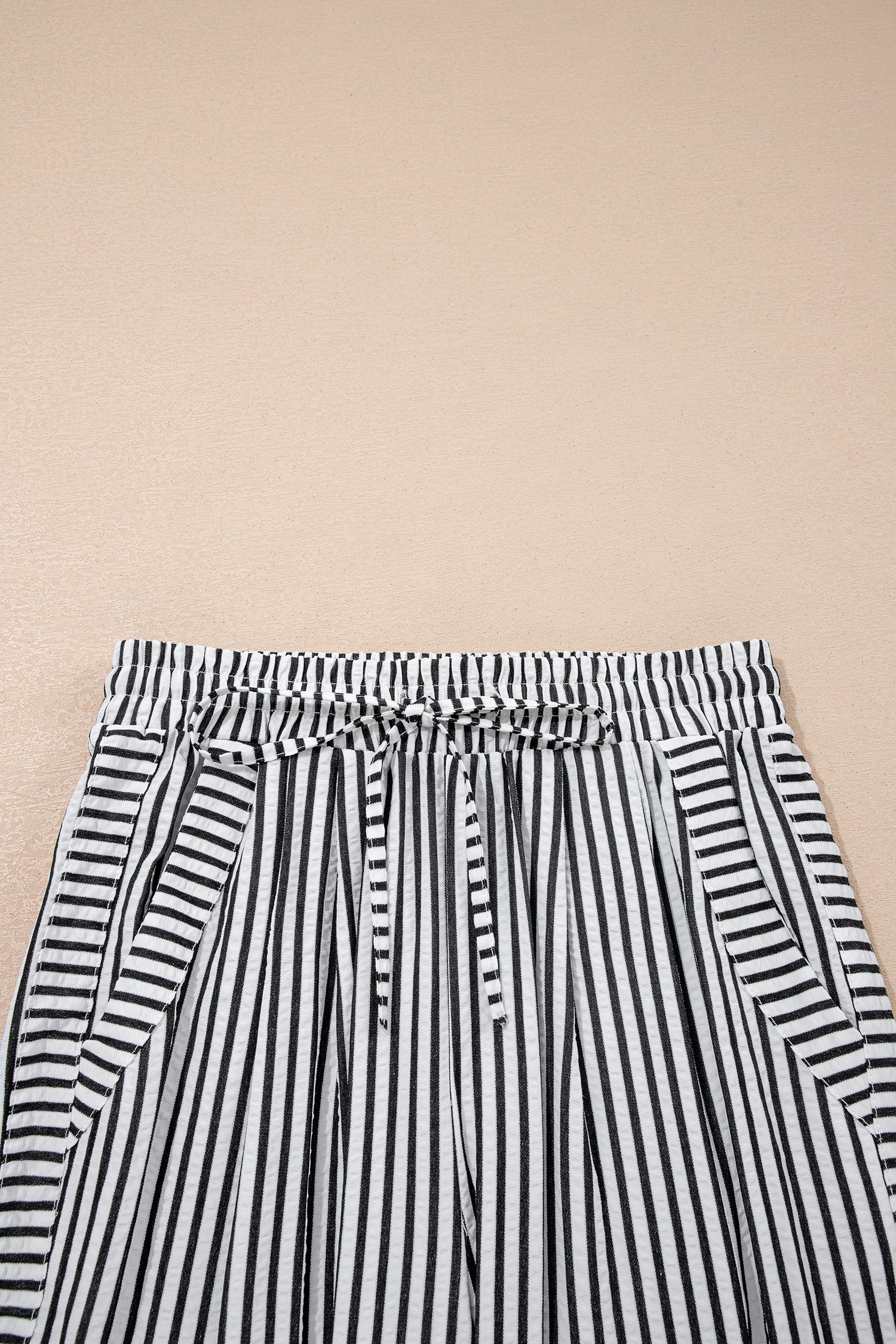 Black Stripe Wide Leg Casual Pants-Bottoms/Pants & Culotte-[Adult]-[Female]-2022 Online Blue Zone Planet