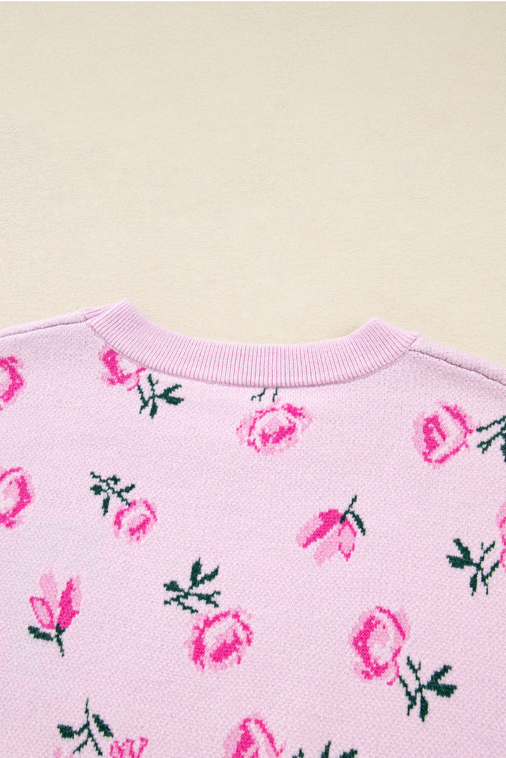Delicacy Sweet Floral Print Drop Shoulder Cropped Sweater-TOPS / DRESSES-[Adult]-[Female]-2022 Online Blue Zone Planet