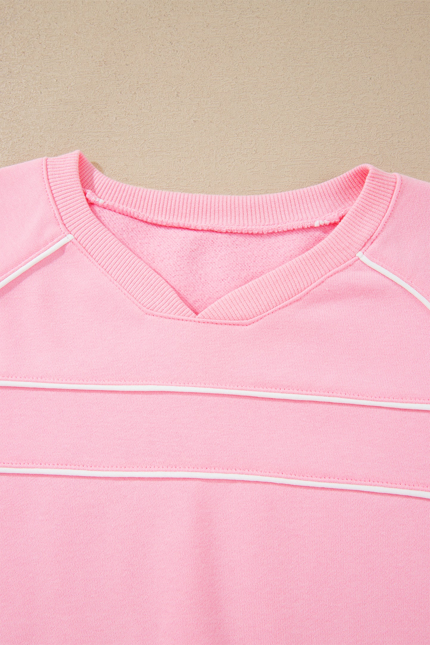 Pink Piping Trim Long Sporty Pullover Drawstring Elastic Waist Shorts Set-Two Piece Sets/Short Sets-[Adult]-[Female]-2022 Online Blue Zone Planet