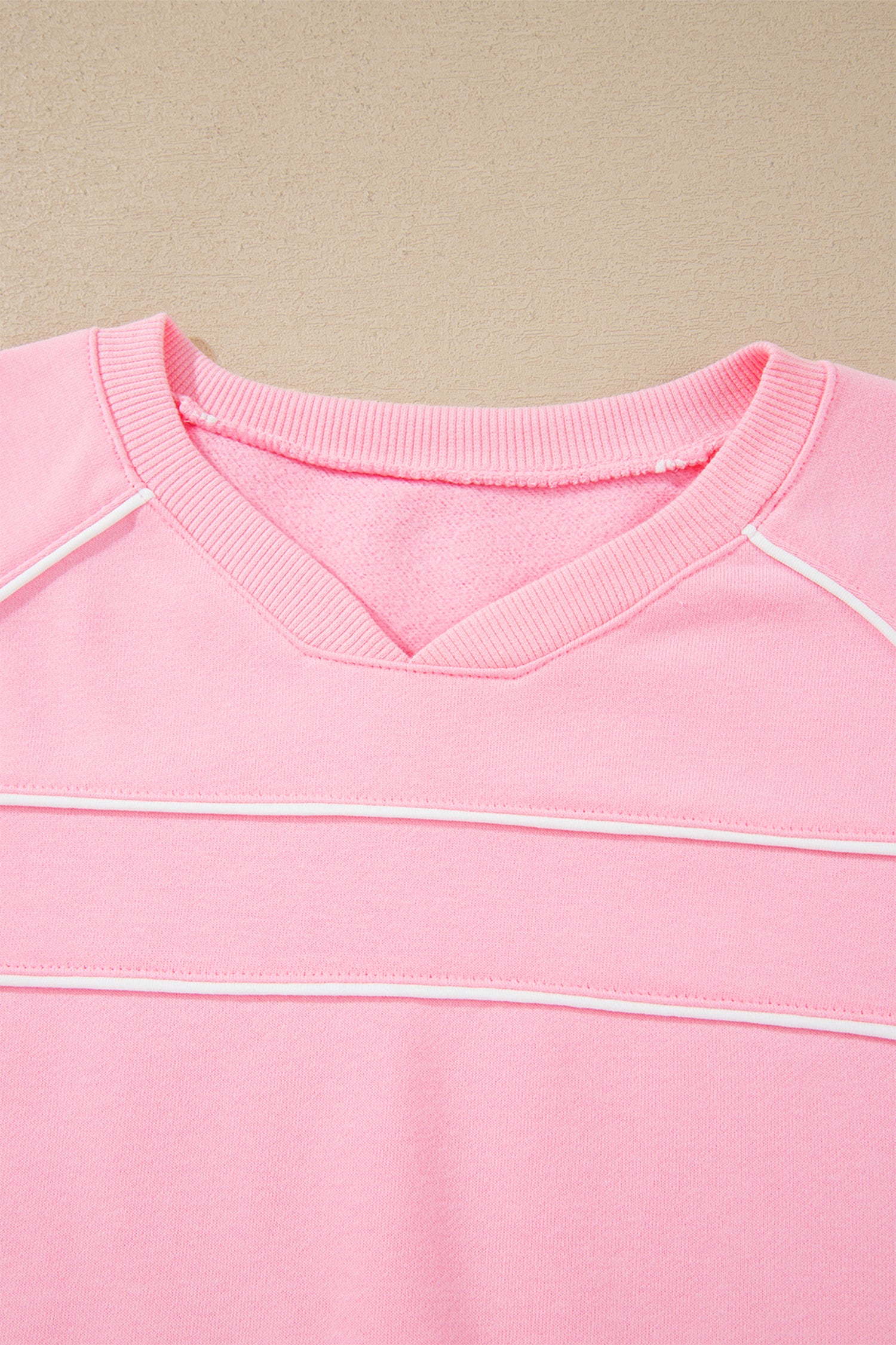 Pink Piping Trim Long Sporty Pullover Drawstring Elastic Waist Shorts Set-Two Piece Sets/Short Sets-[Adult]-[Female]-2022 Online Blue Zone Planet