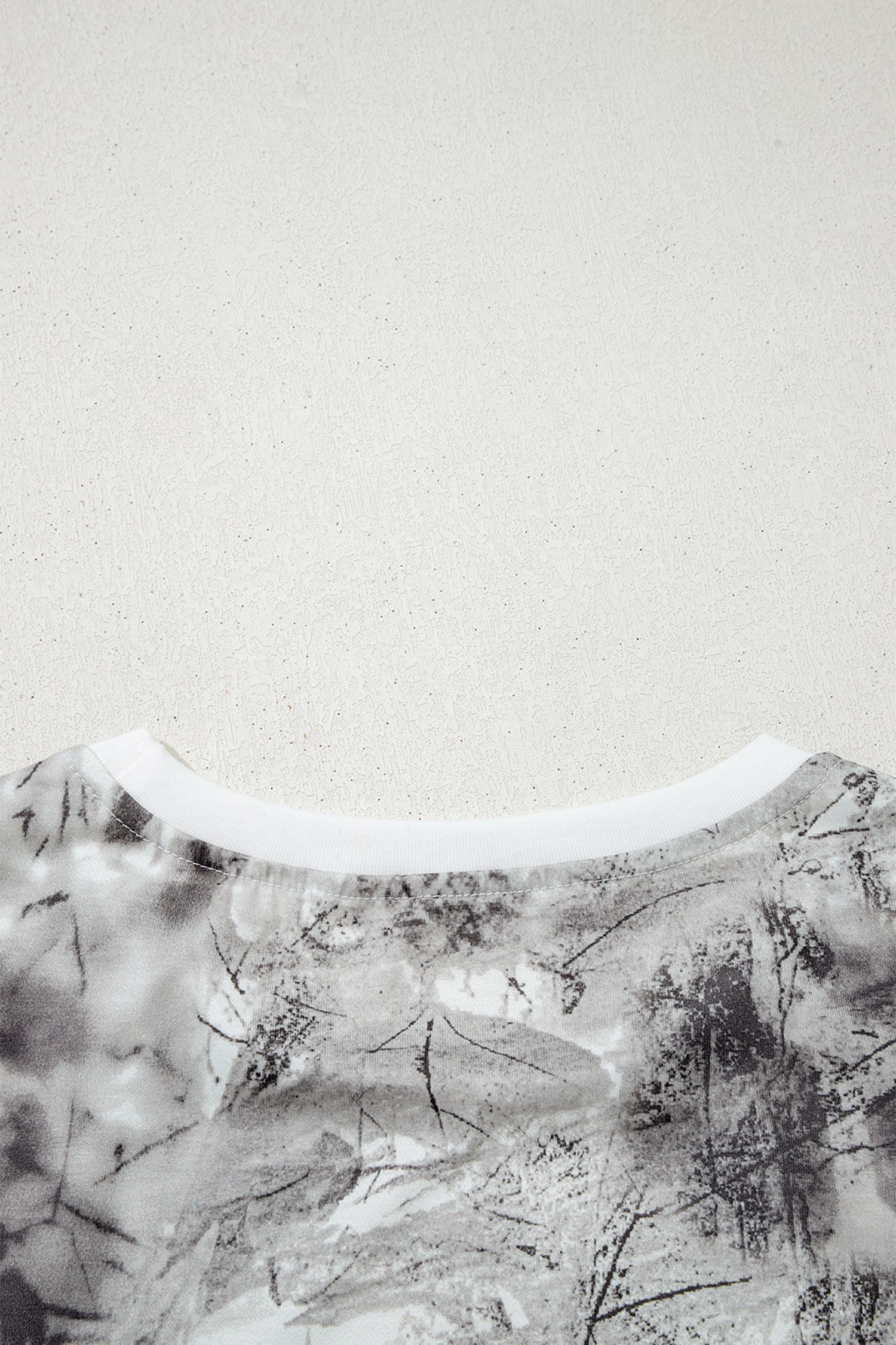 Gray Abstract Woodland Print Slim Fitted T Shirt-Tops/Tops & Tees-[Adult]-[Female]-2022 Online Blue Zone Planet