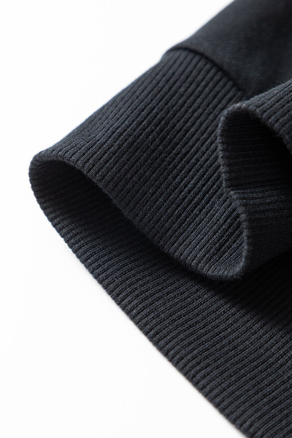 Black Rhinestone Embellished Drop Shoulder Ribbed Cuffs Wholesale Sweatshirt-Tops/Sweatshirts & Hoodies-[Adult]-[Female]-2022 Online Blue Zone Planet