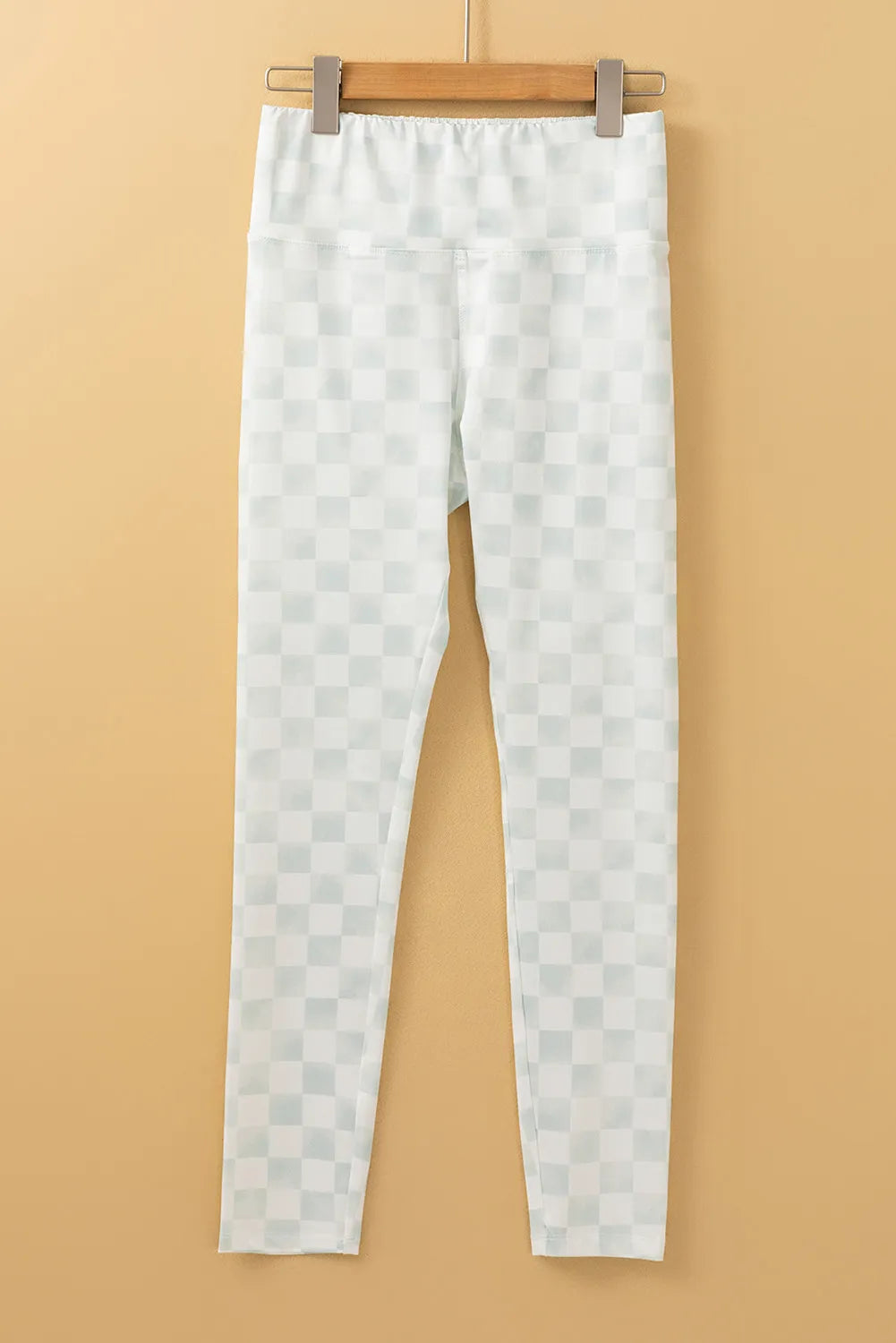 Checkered Elastic Waist Leggings-BOTTOMS SIZES SMALL MEDIUM LARGE-[Adult]-[Female]-2022 Online Blue Zone Planet