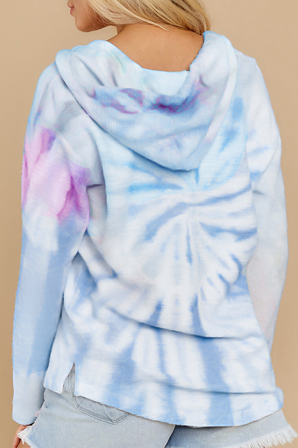 Drawstring Tie-Dye Long Sleeve Hoodie-HOODIES-[Adult]-[Female]-2022 Online Blue Zone Planet