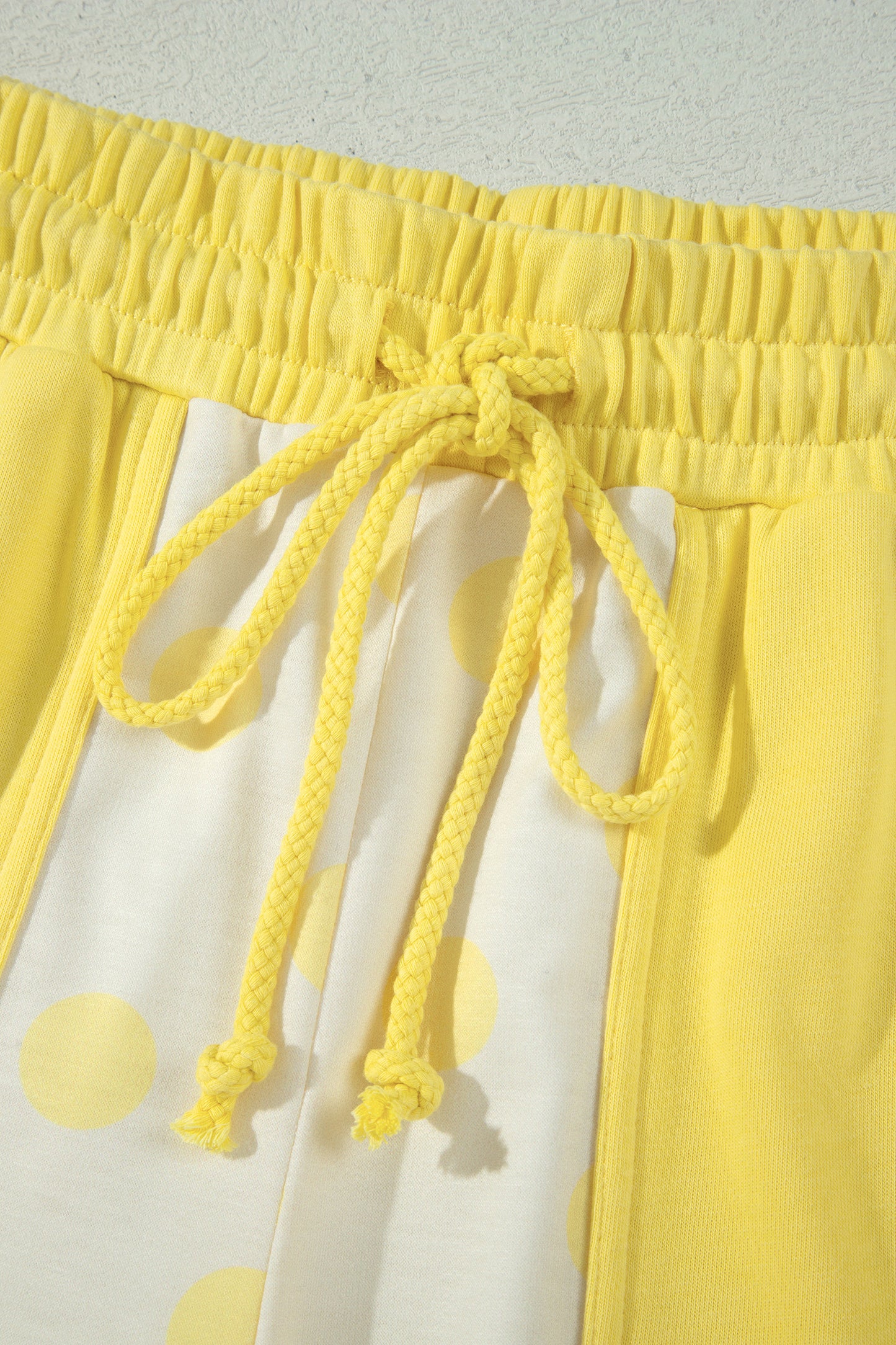 Yellow Color Block Patchwork Polka Dot Wide Leg Pant Set-Two Piece Sets/Pant Sets-[Adult]-[Female]-2022 Online Blue Zone Planet