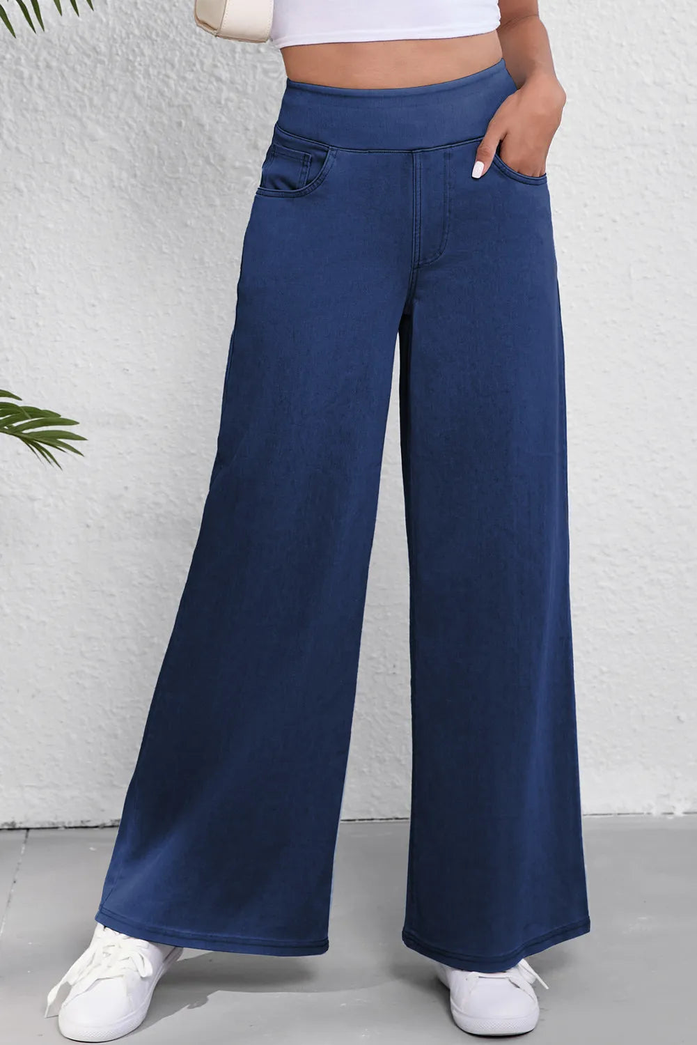 Wide Leg Jeans with Pockets-[Adult]-[Female]-Medium-S-2022 Online Blue Zone Planet