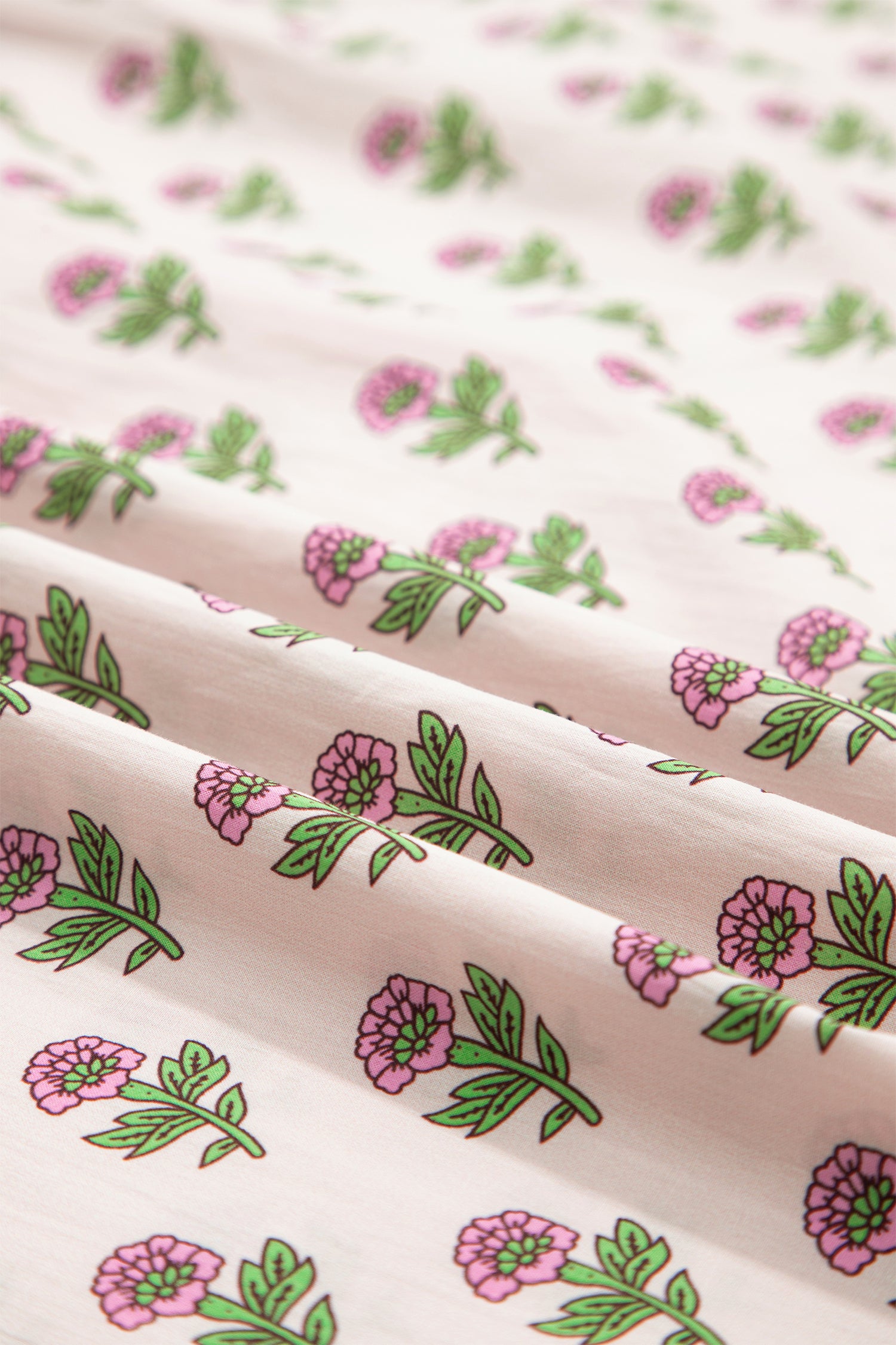 Pink Floral Print V Neck Scallop Trim Button Front Short Sleeve Long Dress-TOPS / DRESSES-[Adult]-[Female]-2022 Online Blue Zone Planet