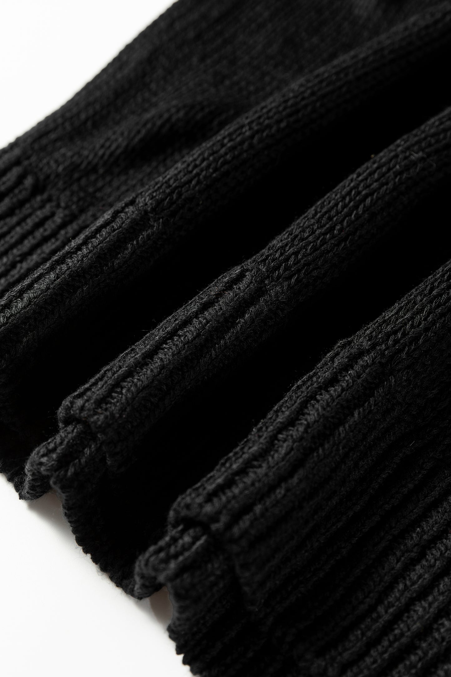 Black Solid V Neck Pointelle Knit Sleeve Patchwork Sweater-TOPS / DRESSES-[Adult]-[Female]-2022 Online Blue Zone Planet