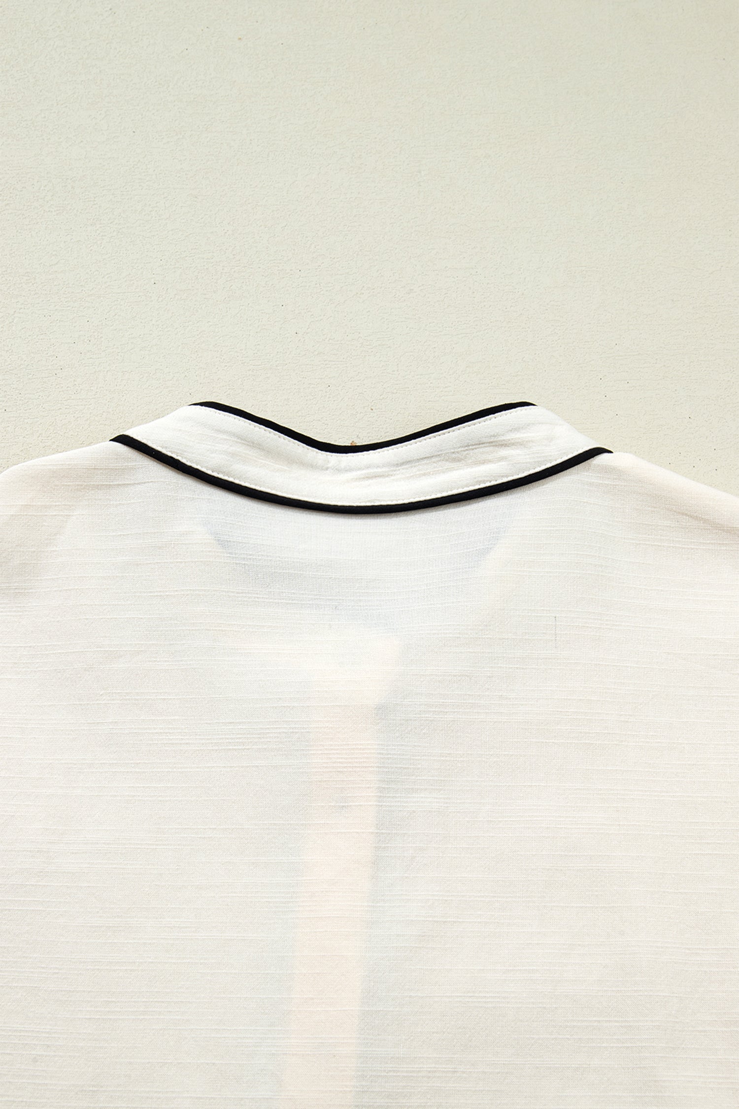 Beige Contrast Color Trim Button Down Long Puff Sleeve Shirt-Tops/Blouses & Shirts-[Adult]-[Female]-2022 Online Blue Zone Planet