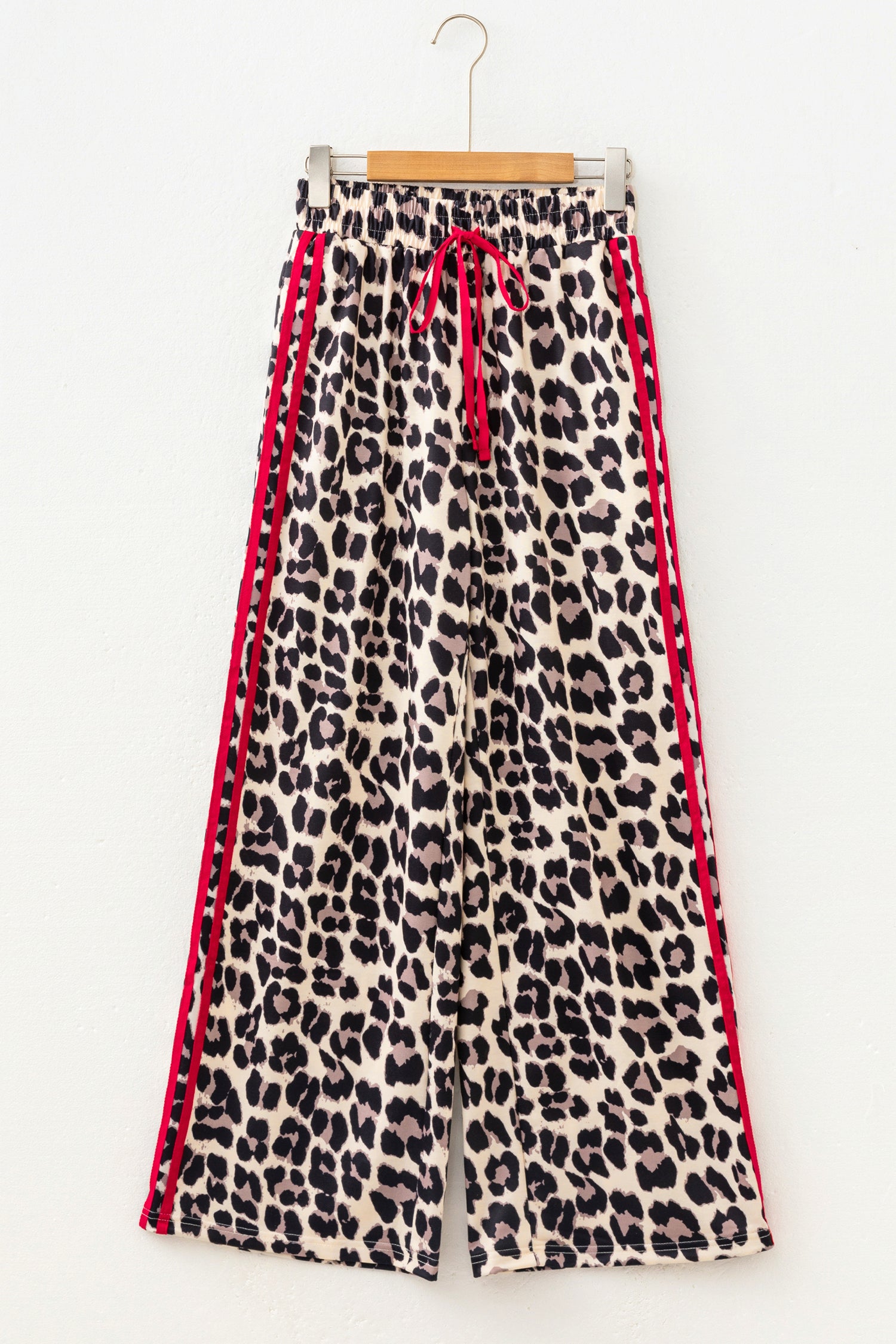 Rose Side Stripe Leopard Wide Leg Trousers-Bottoms/Pants & Culotte-[Adult]-[Female]-2022 Online Blue Zone Planet