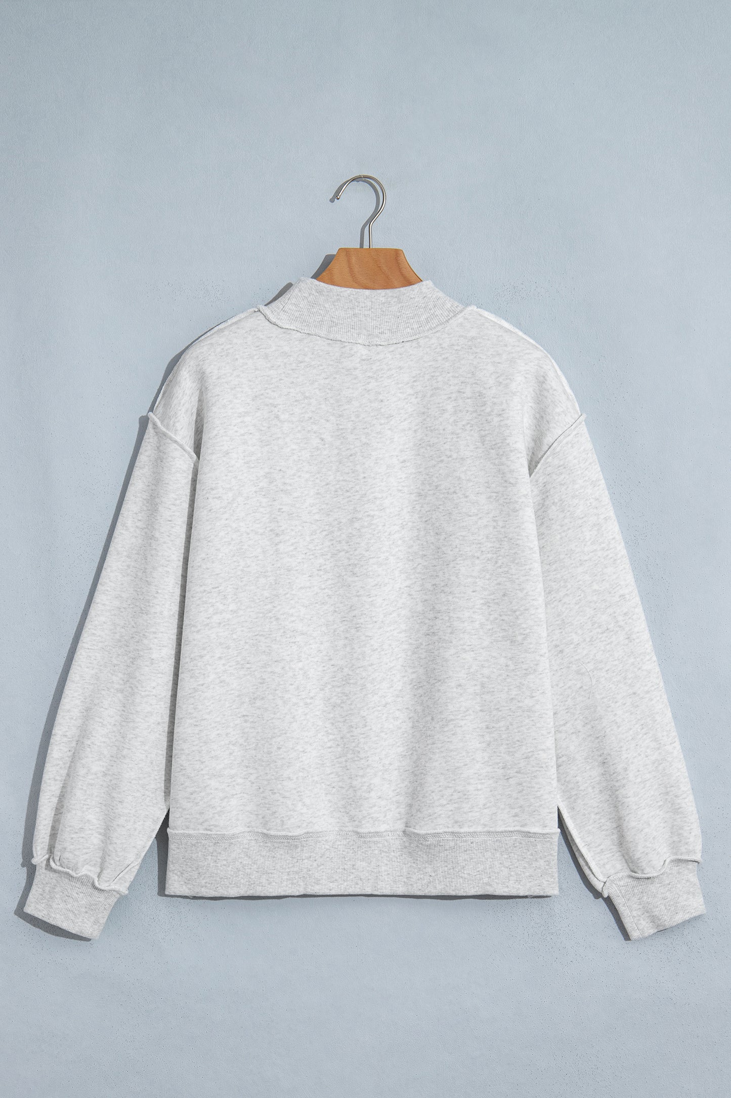 Gray WWJD Mixed Pattern Embroidered Patch Graphic Mock Neck Sweatshirt-Tops/Sweatshirts & Hoodies-[Adult]-[Female]-2022 Online Blue Zone Planet