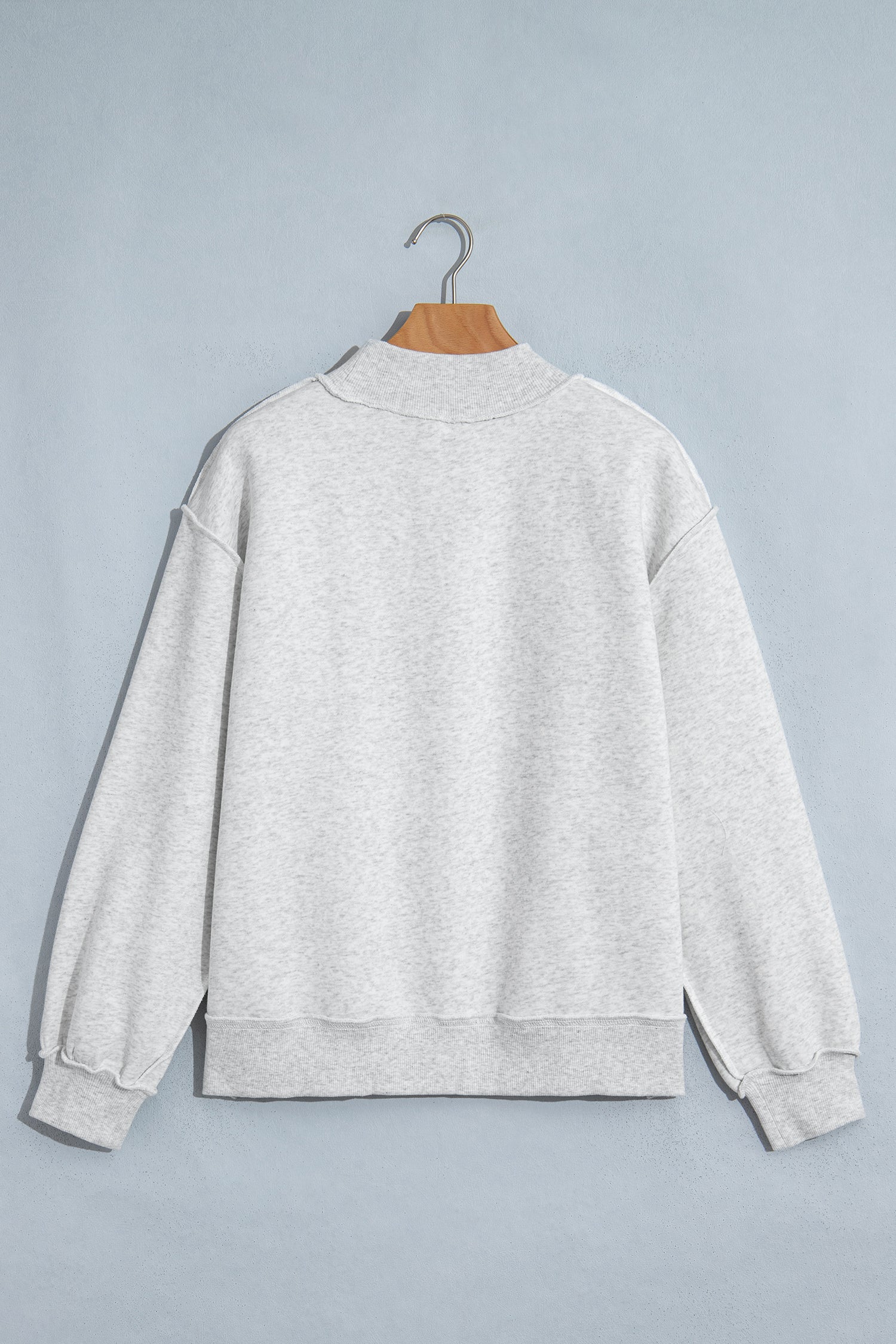 Gray WWJD Mixed Pattern Embroidered Patch Graphic Mock Neck Sweatshirt-Tops/Sweatshirts & Hoodies-[Adult]-[Female]-2022 Online Blue Zone Planet