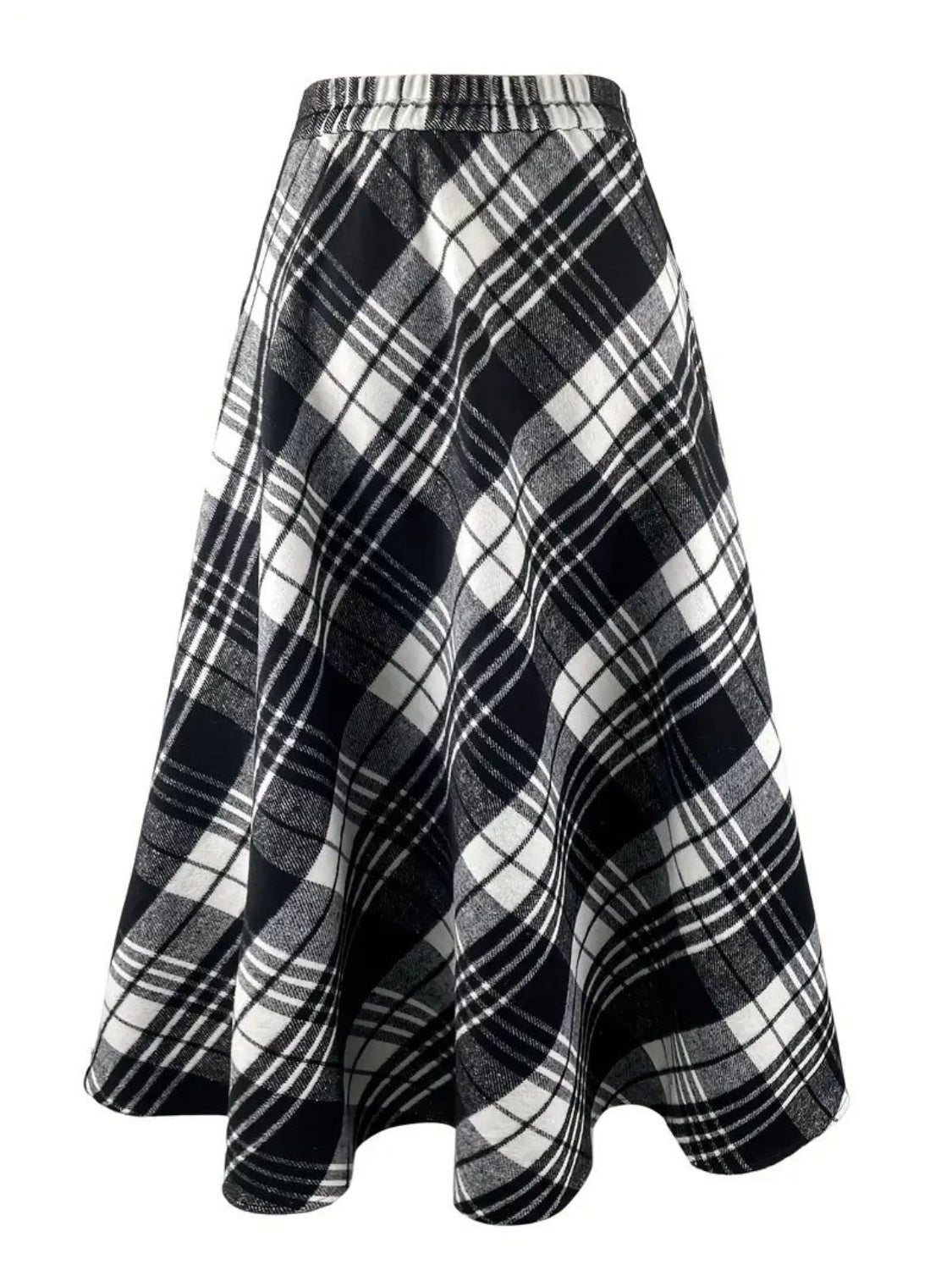 Plaid Midi Skirt with Pocketed-BOTTOMS SIZES SMALL MEDIUM LARGE-[Adult]-[Female]-2022 Online Blue Zone Planet