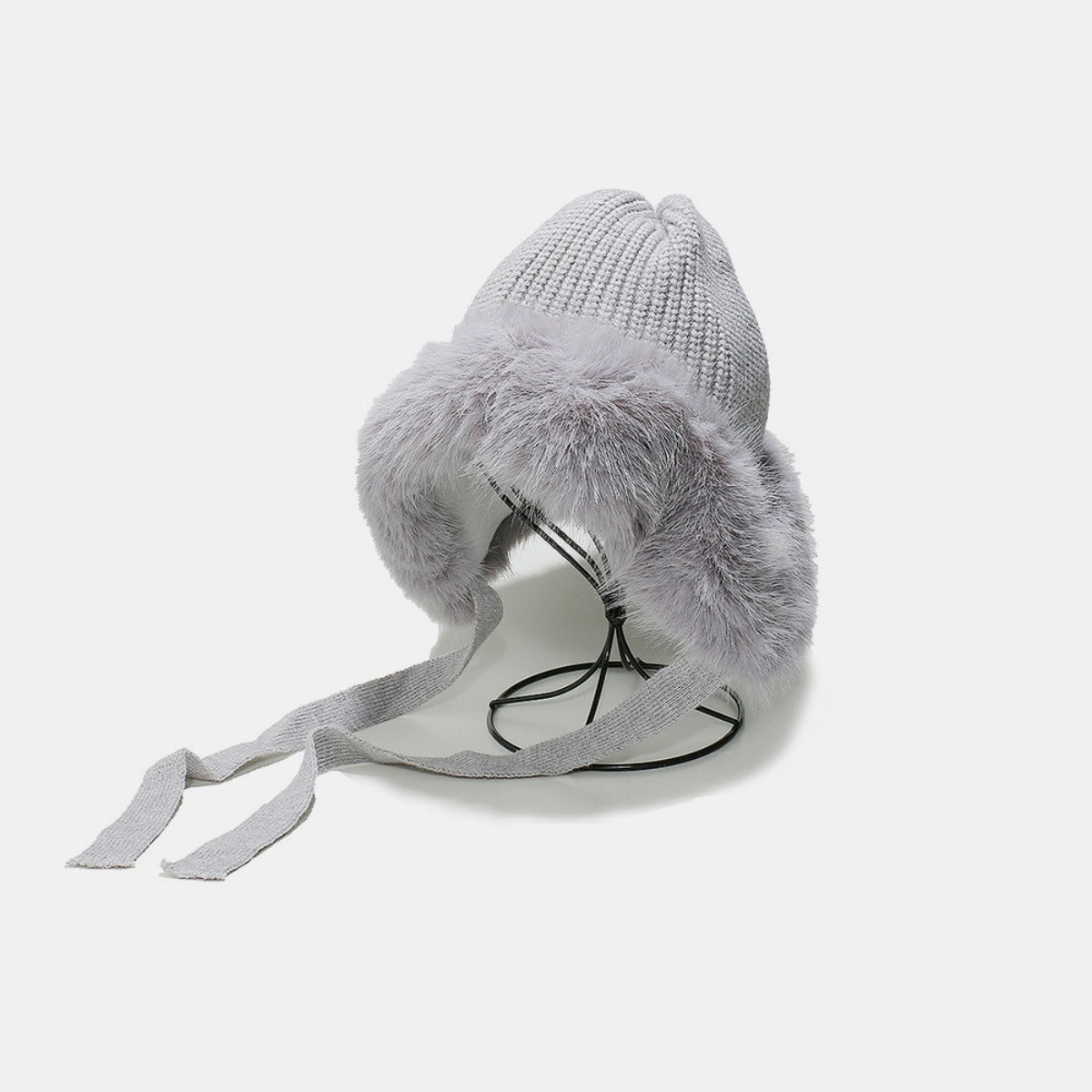 Thermal Tied Fuzzy Winter Hat-HATS-[Adult]-[Female]-Gray-One Size-2022 Online Blue Zone Planet