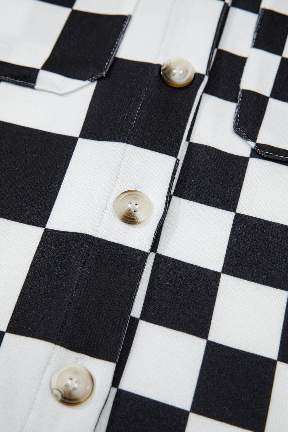 Black Checkerboard Flap Pocket Button Front Shacket-Outerwear/Plaid Shackets-[Adult]-[Female]-2022 Online Blue Zone Planet
