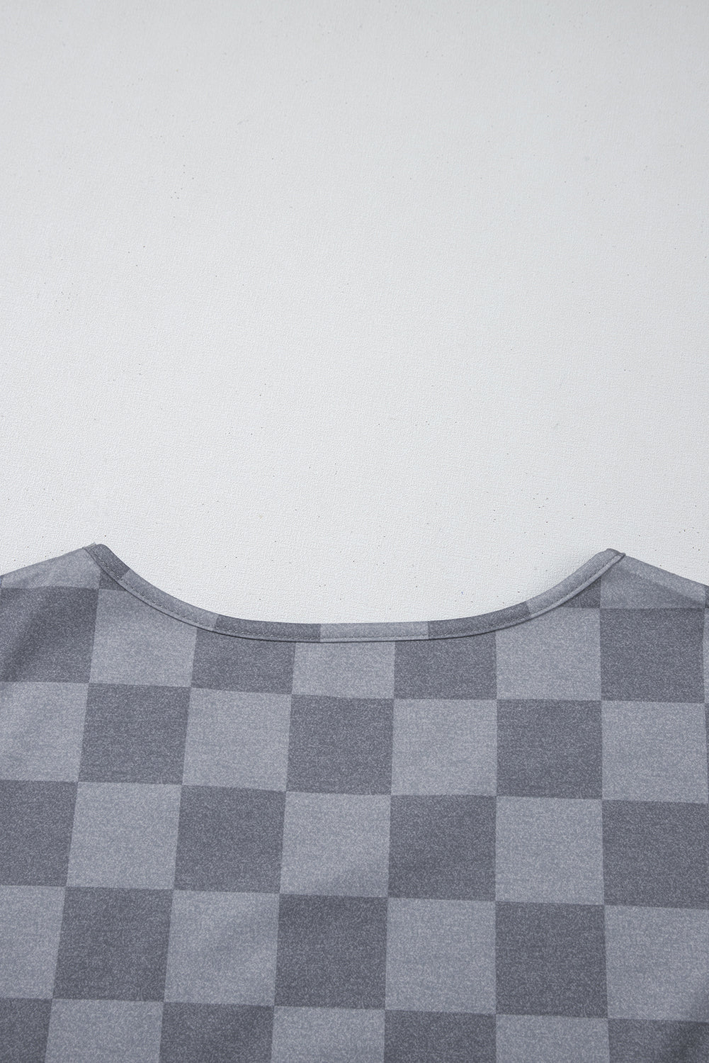 Gray Checkered V Neck Tee Drawstring Shorts Lounge Set-Loungewear & Sleepwear/Loungewear-[Adult]-[Female]-2022 Online Blue Zone Planet