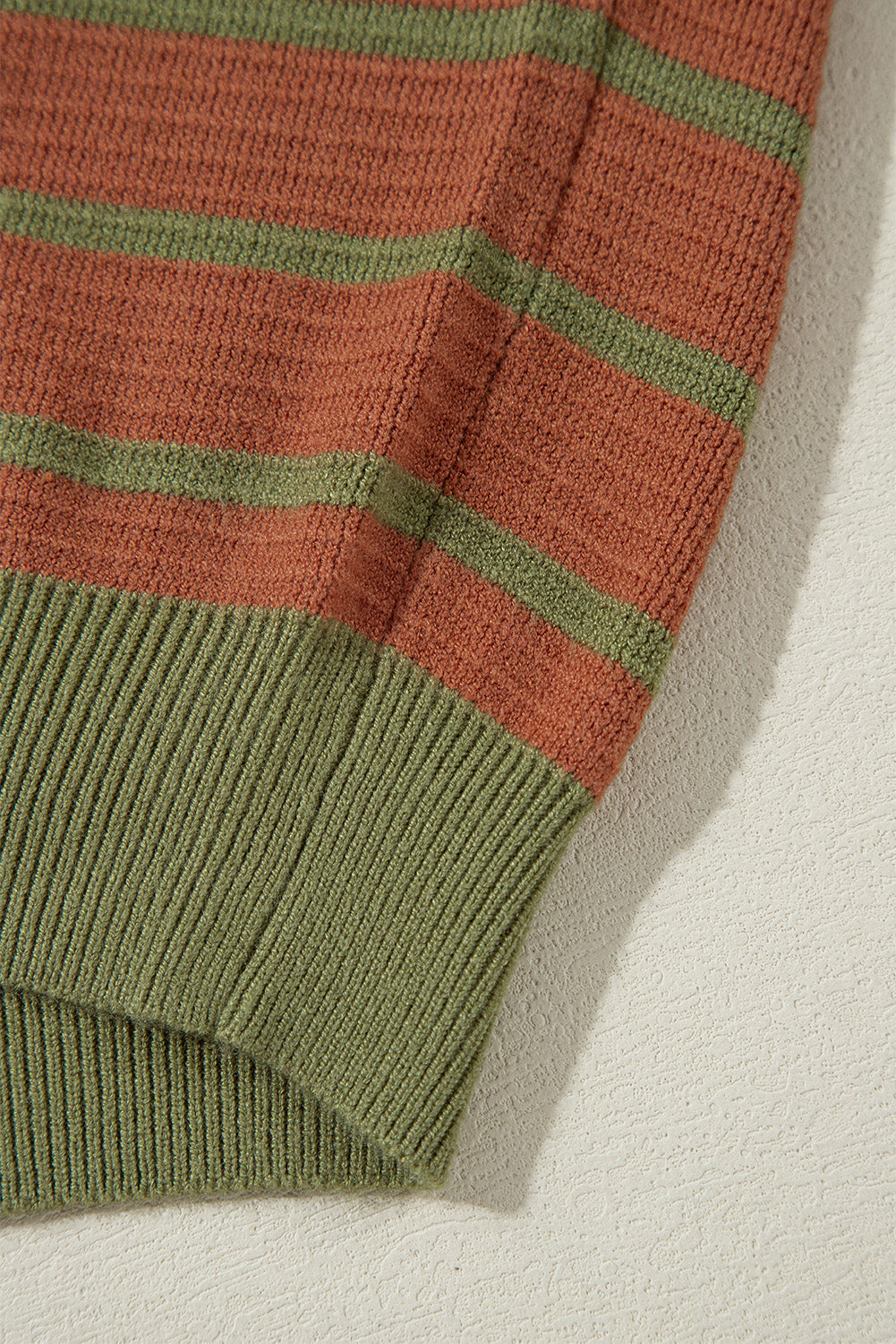 Orange Stripe Trimmed Round Neck Drop Shoulder Loose Sweater-Sweaters & Cardigans/Sweaters-[Adult]-[Female]-2022 Online Blue Zone Planet