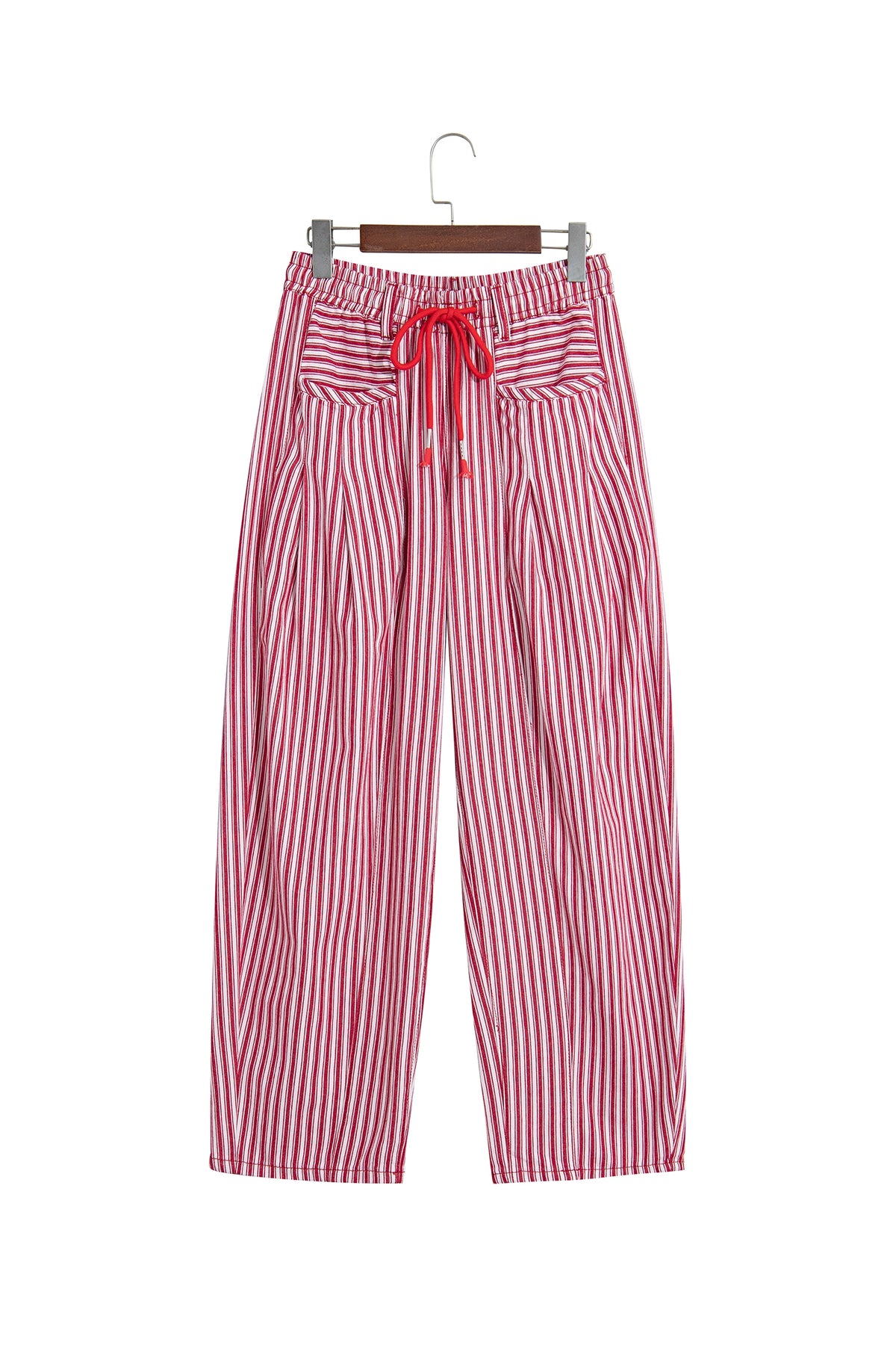 Red Stripe Drawstring Casual Loose Pants-Bottoms/Pants & Culotte-[Adult]-[Female]-2022 Online Blue Zone Planet