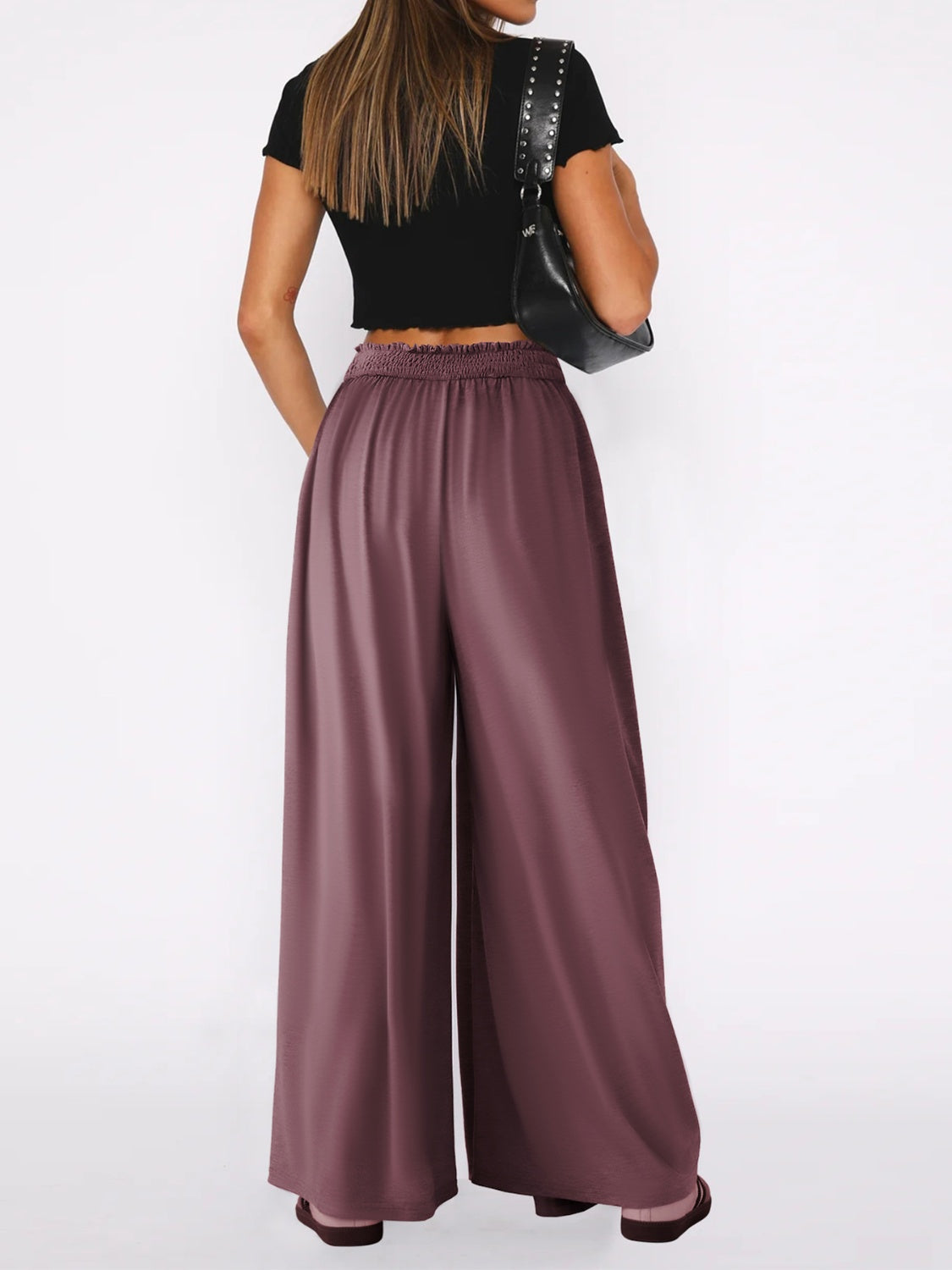 High Waist Wide Leg Pants-BOTTOMS SIZES SMALL MEDIUM LARGE-[Adult]-[Female]-2022 Online Blue Zone Planet