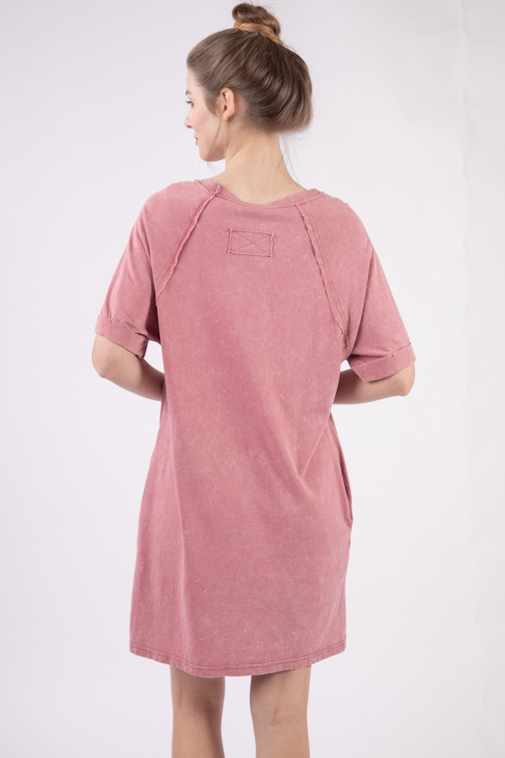 VERY J Washed Round Neck Mini Tee Dress-TOPS / DRESSES-[Adult]-[Female]-2022 Online Blue Zone Planet