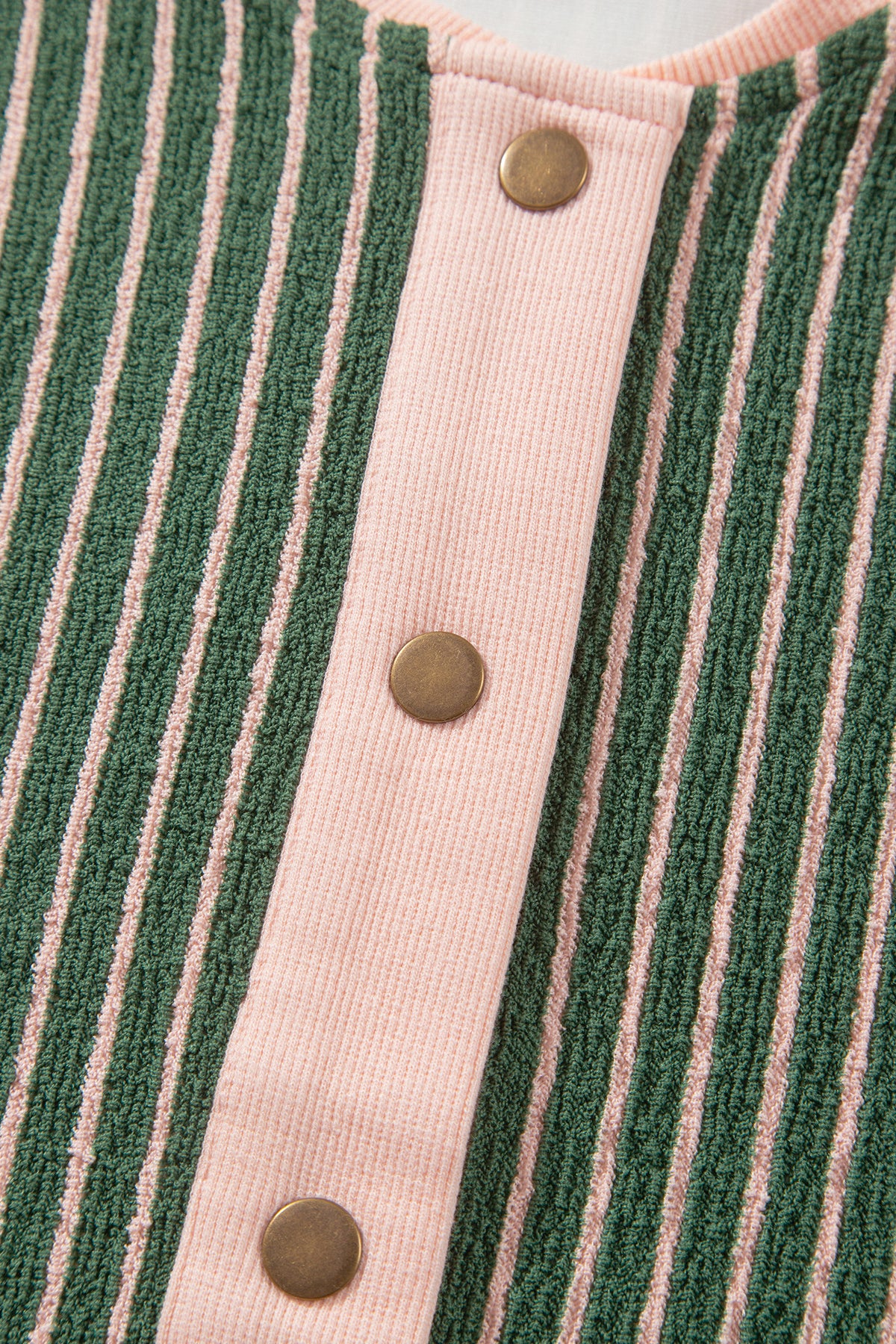 Green Stripe Striped V Neck Patchwork Long Sleeve Regular Fit Cardigan-Sweaters & Cardigans/Cardigans-[Adult]-[Female]-2022 Online Blue Zone Planet