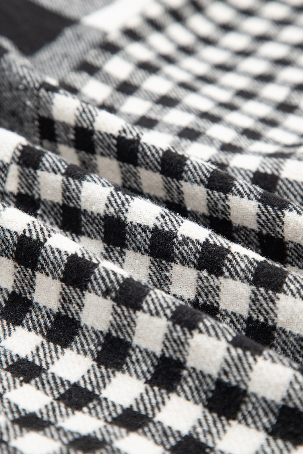 Black Double Plaid Patchwork Drawstring Hooded Shacket-Tops / Dresses-[Adult]-[Female]-2022 Online Blue Zone Planet