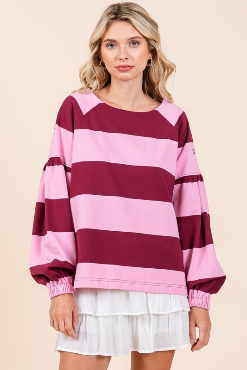 Mittoshop Striped Snap Shoulder Long Sleeve T-Shirt-TOPS / DRESSES-[Adult]-[Female]-2022 Online Blue Zone Planet