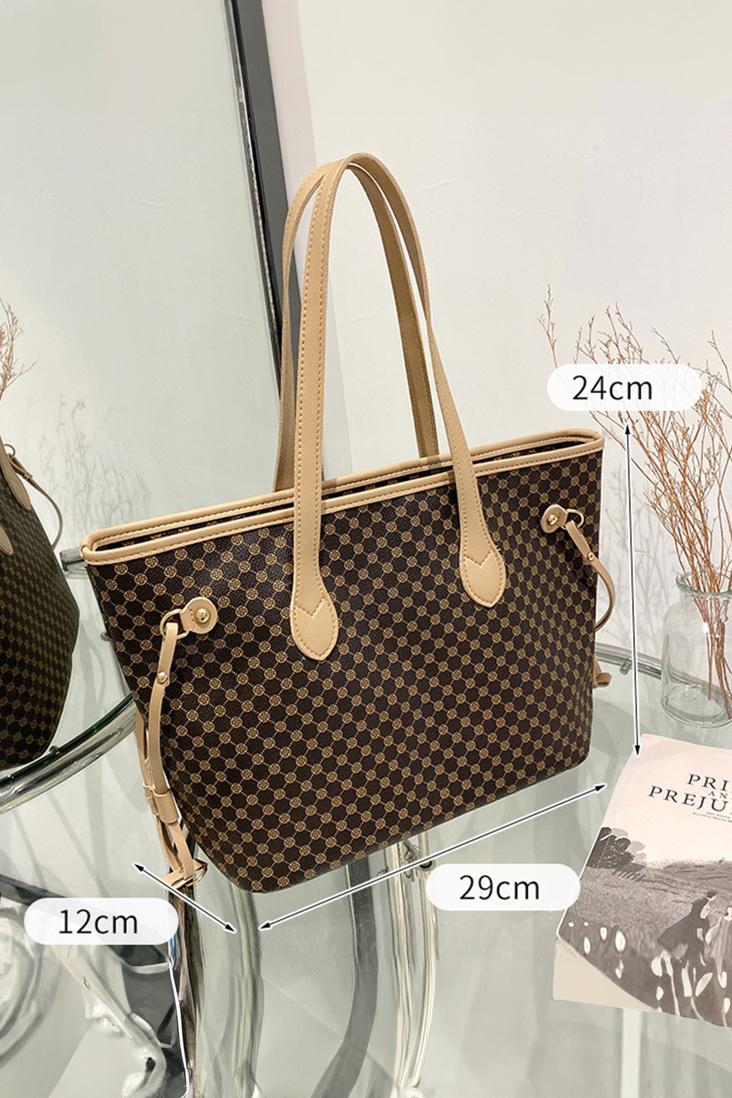 Coffee Luxury Fashion Print PU Leather Versatile One Shoulder Tote Bag-Shoes & Bags/Handbags-[Adult]-[Female]-2022 Online Blue Zone Planet