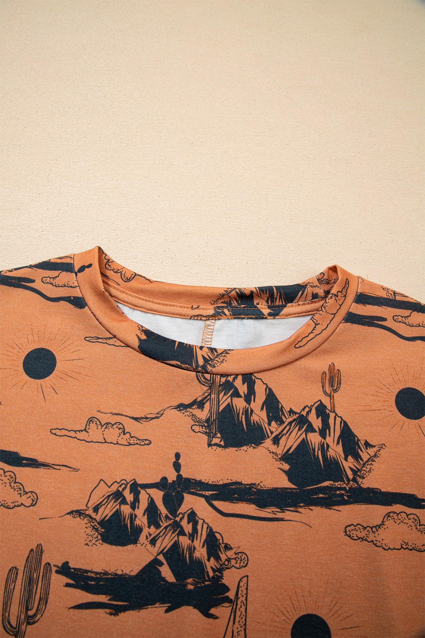 Chestnut Desert Sand Print Short Sleeve Knit Top-Tops/Tops & Tees-[Adult]-[Female]-2022 Online Blue Zone Planet
