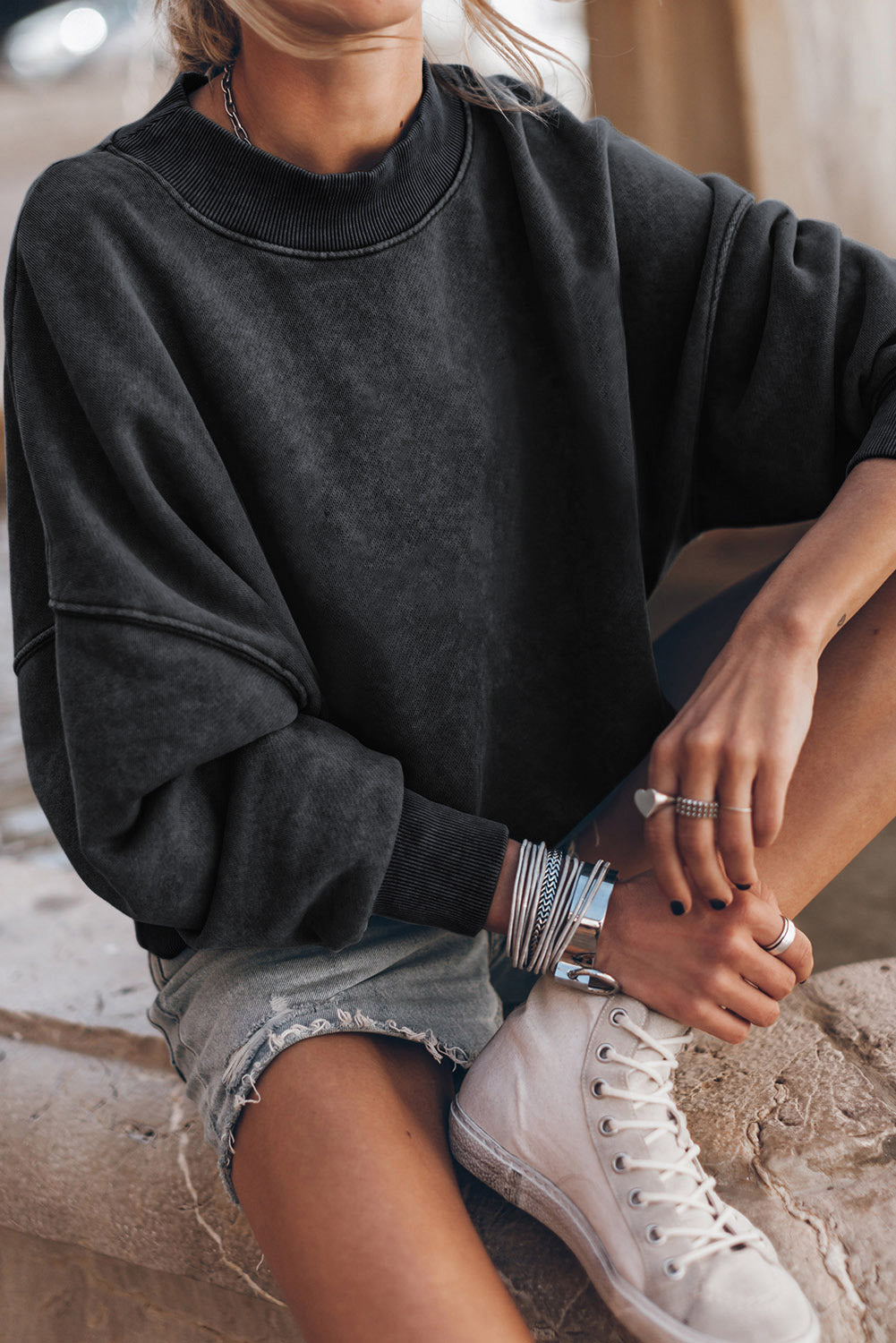 Orange Drop Shoulder Crew Neck Pullover Sweatshirt-Tops/Sweatshirts & Hoodies-[Adult]-[Female]-2022 Online Blue Zone Planet