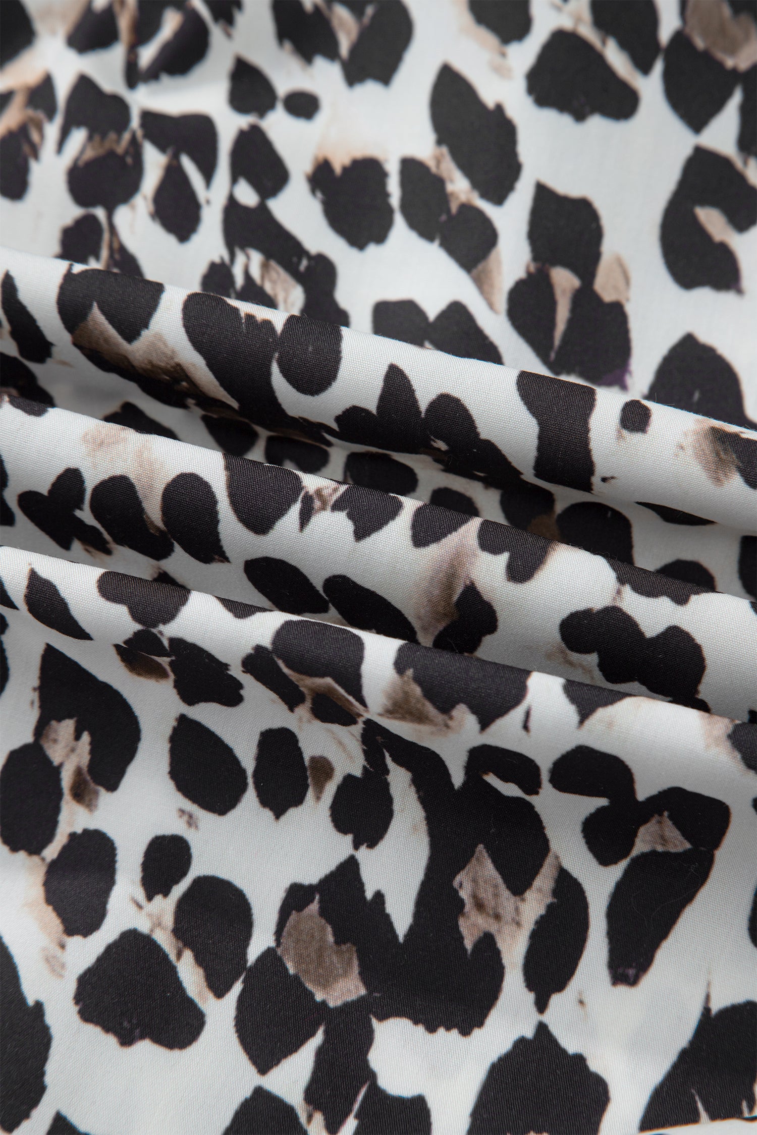 Multicolour Leopard Print Contrast Trim Button Split Neck Plus Long Sleeve Top-Plus Size/Plus Size Tops/Plus Size Long Sleeve Tops-[Adult]-[Female]-2022 Online Blue Zone Planet