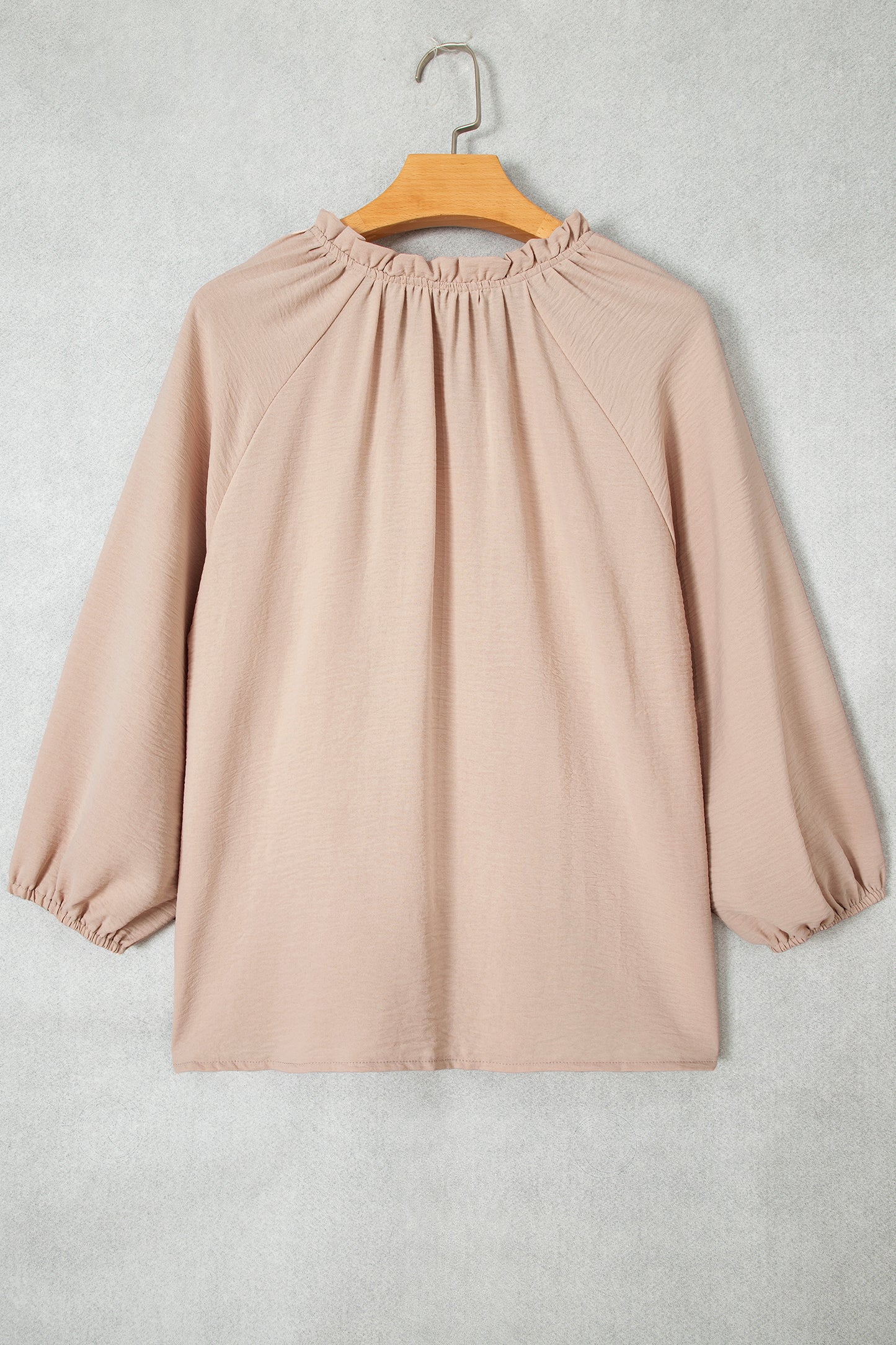 Parchment V Neck Gathered Cuff Three Quarter Sleeve Blouse-Tops/Blouses & Shirts-[Adult]-[Female]-2022 Online Blue Zone Planet