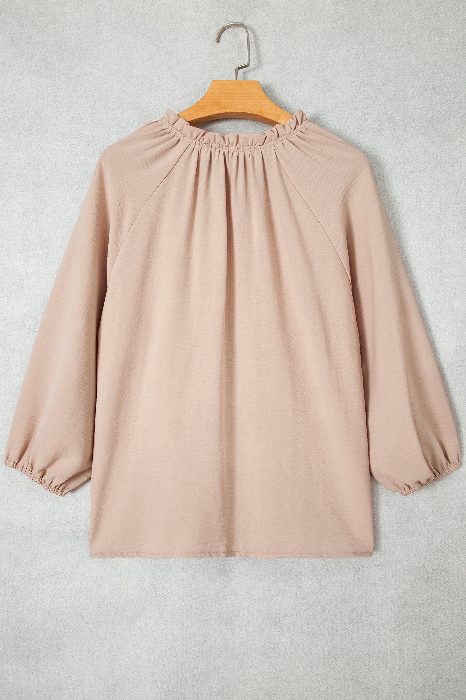 Parchment V Neck Gathered Cuff Three Quarter Sleeve Blouse-Tops/Blouses & Shirts-[Adult]-[Female]-2022 Online Blue Zone Planet