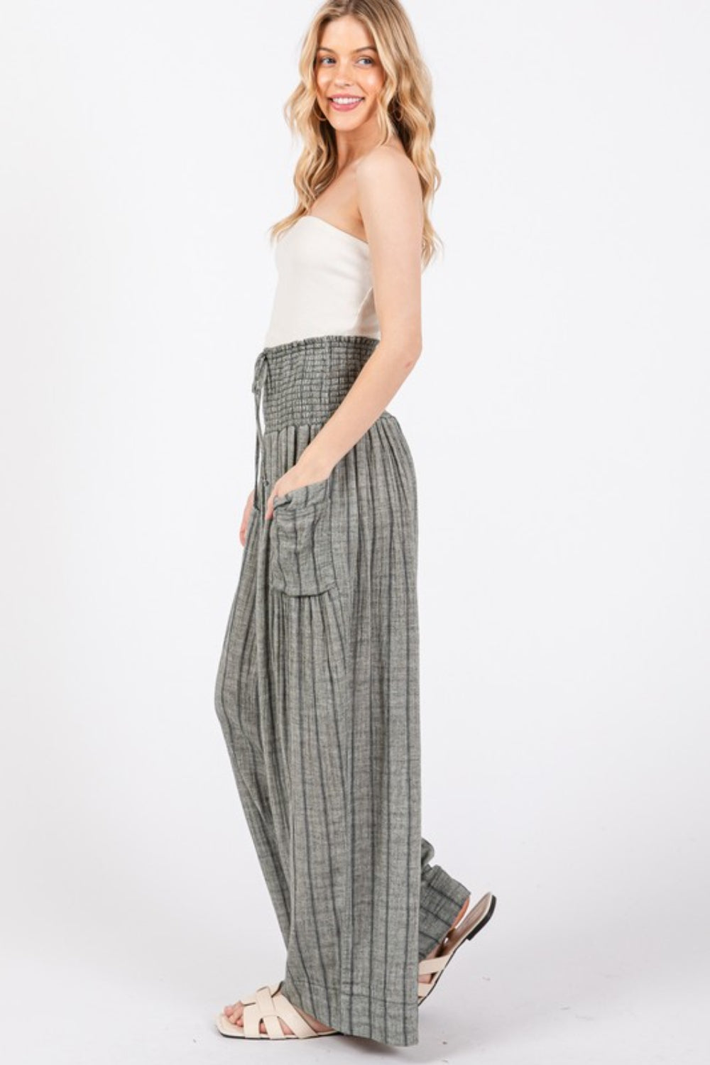 Blue Zone Planet | SAGE + FIG Cotton Gauze Wash Stripe Pants-BOTTOMS SIZES SMALL MEDIUM LARGE-[Adult]-[Female]-2022 Online Blue Zone Planet