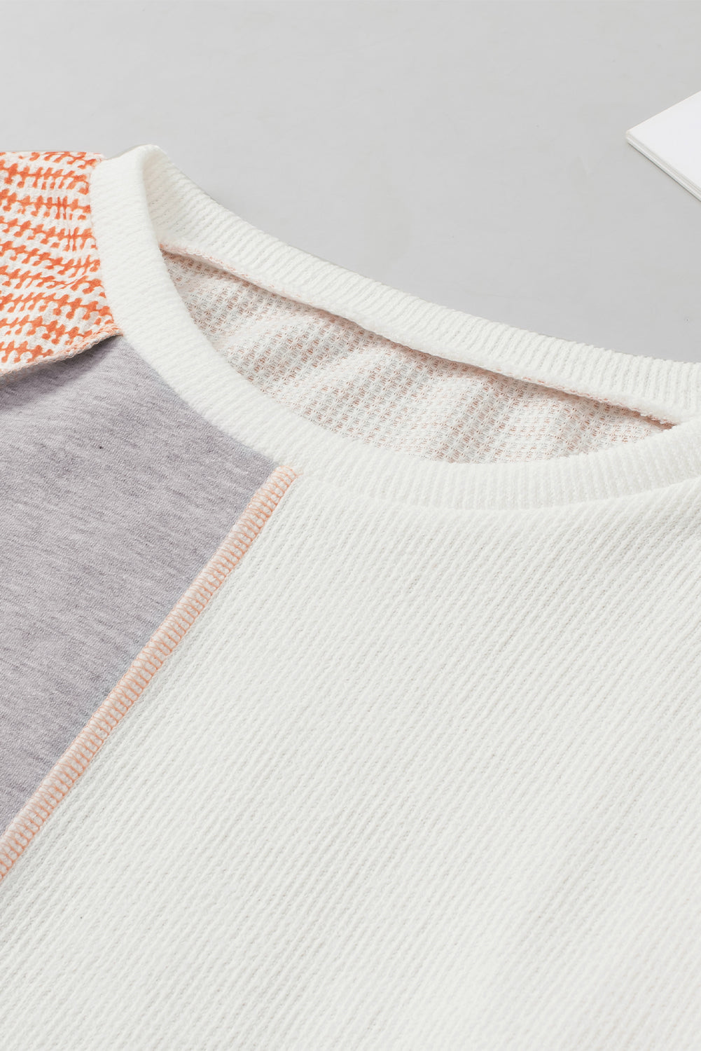 Exposed Seam Color Block Round Neck Top-TOPS / DRESSES-[Adult]-[Female]-2022 Online Blue Zone Planet