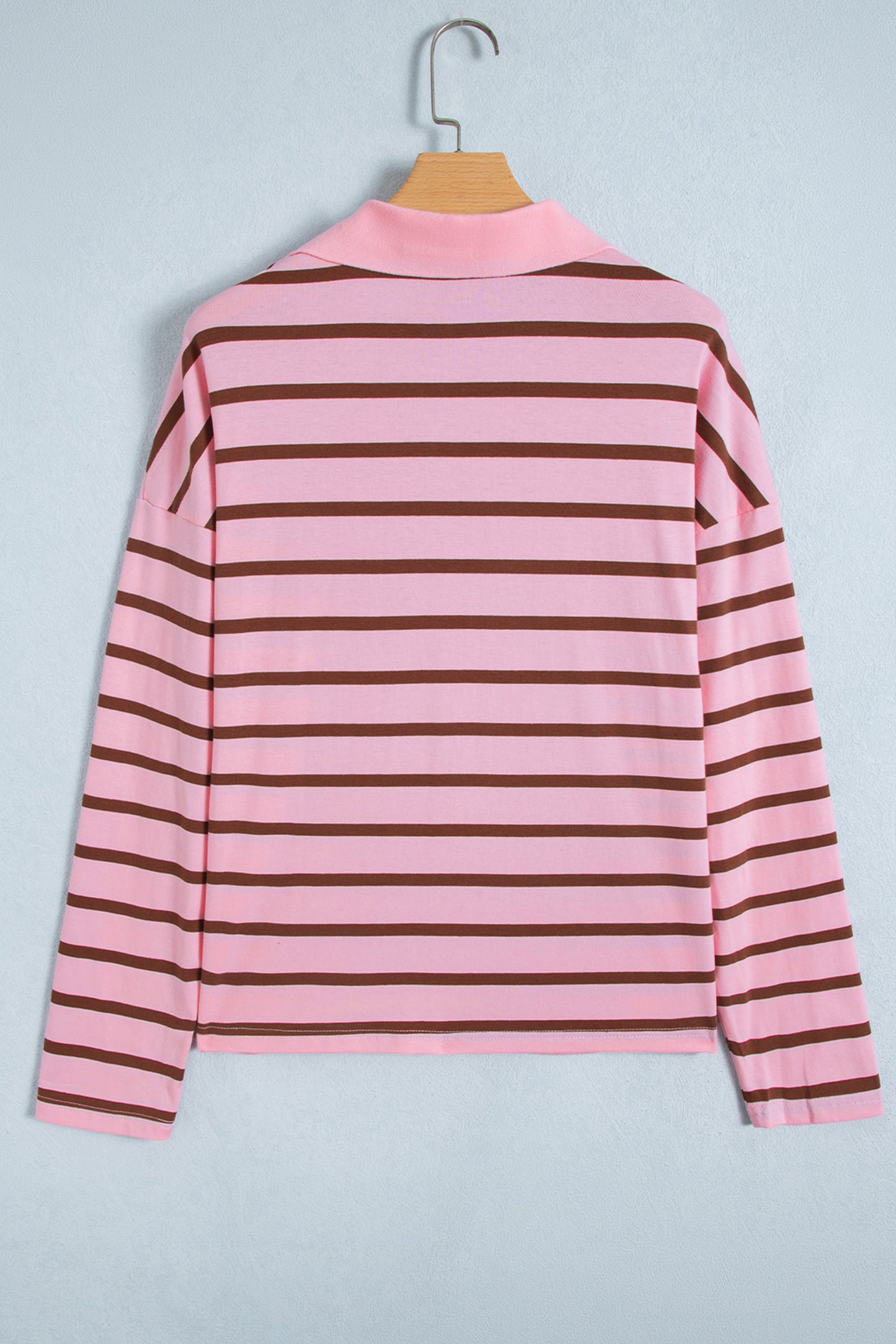 Pink Stripe Striped Long Sleeve Collar Shift Top-Tops/Long Sleeve Tops-[Adult]-[Female]-2022 Online Blue Zone Planet