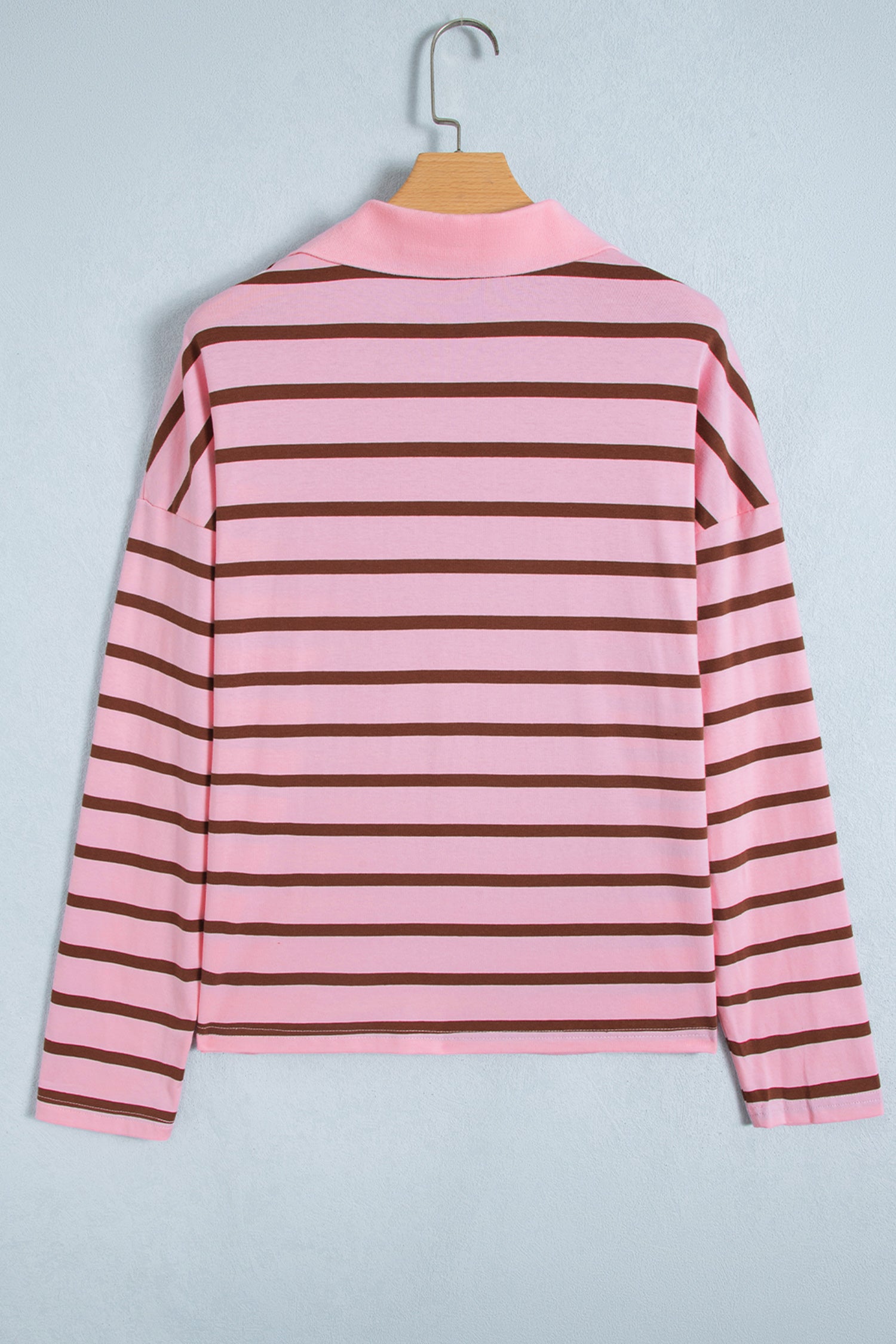 Pink Stripe Striped Long Sleeve Collar Shift Top-Tops/Long Sleeve Tops-[Adult]-[Female]-2022 Online Blue Zone Planet