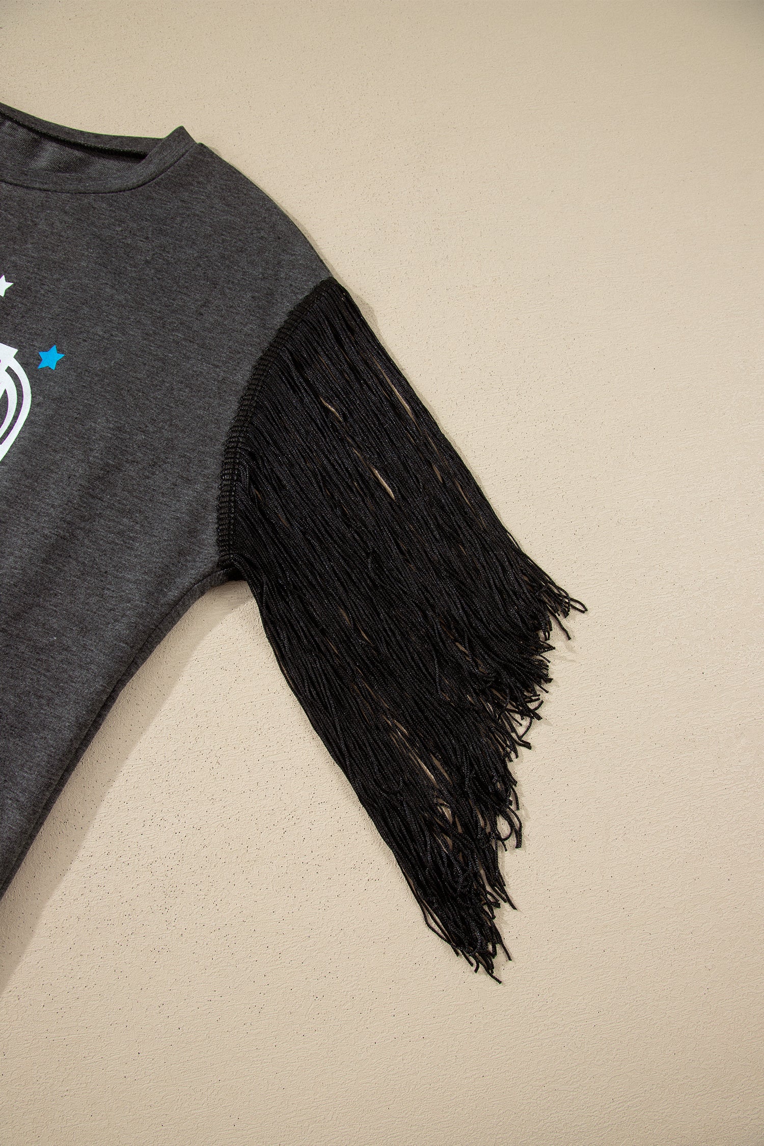 Carbon Grey Yee Haw Boots State Of Mind Fringed Sleeve Tee-Tops/Tops & Tees-[Adult]-[Female]-2022 Online Blue Zone Planet