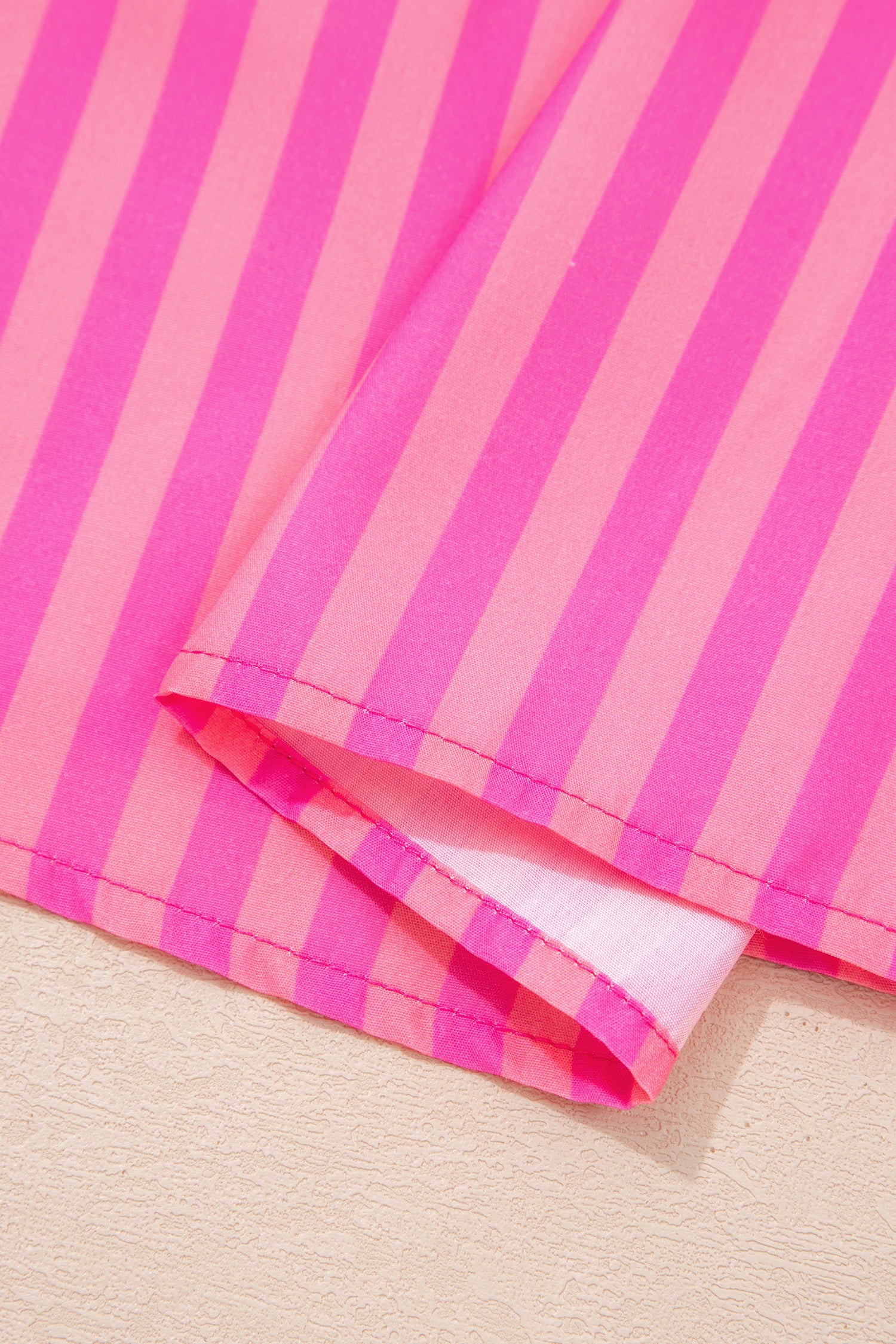 Rose Striped Print Bow Detail Short Puff Sleeve Mini Dress-TOPS / DRESSES-[Adult]-[Female]-2022 Online Blue Zone Planet