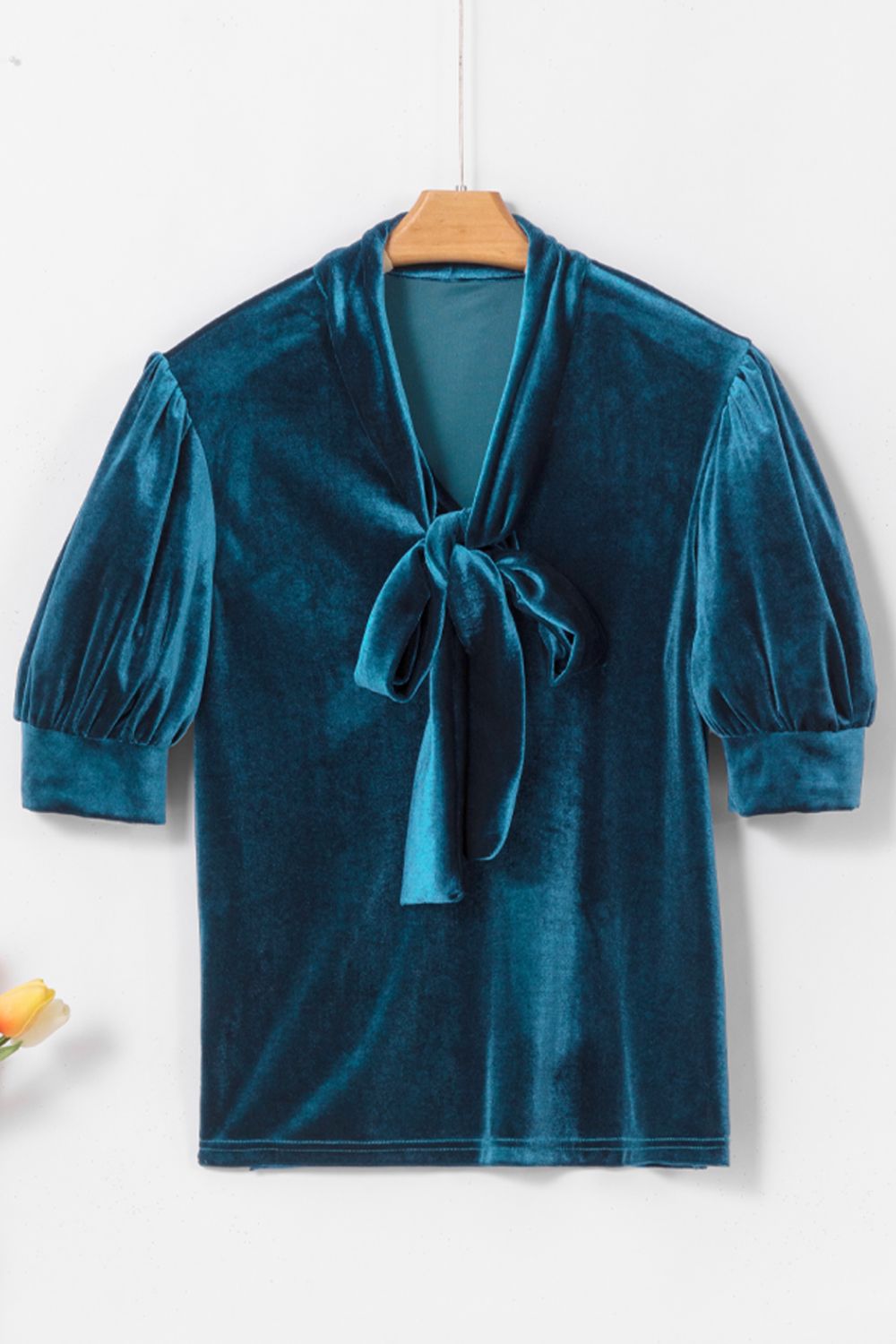 Tie Neck Half Sleeve Blouse-TOPS / DRESSES-[Adult]-[Female]-2022 Online Blue Zone Planet