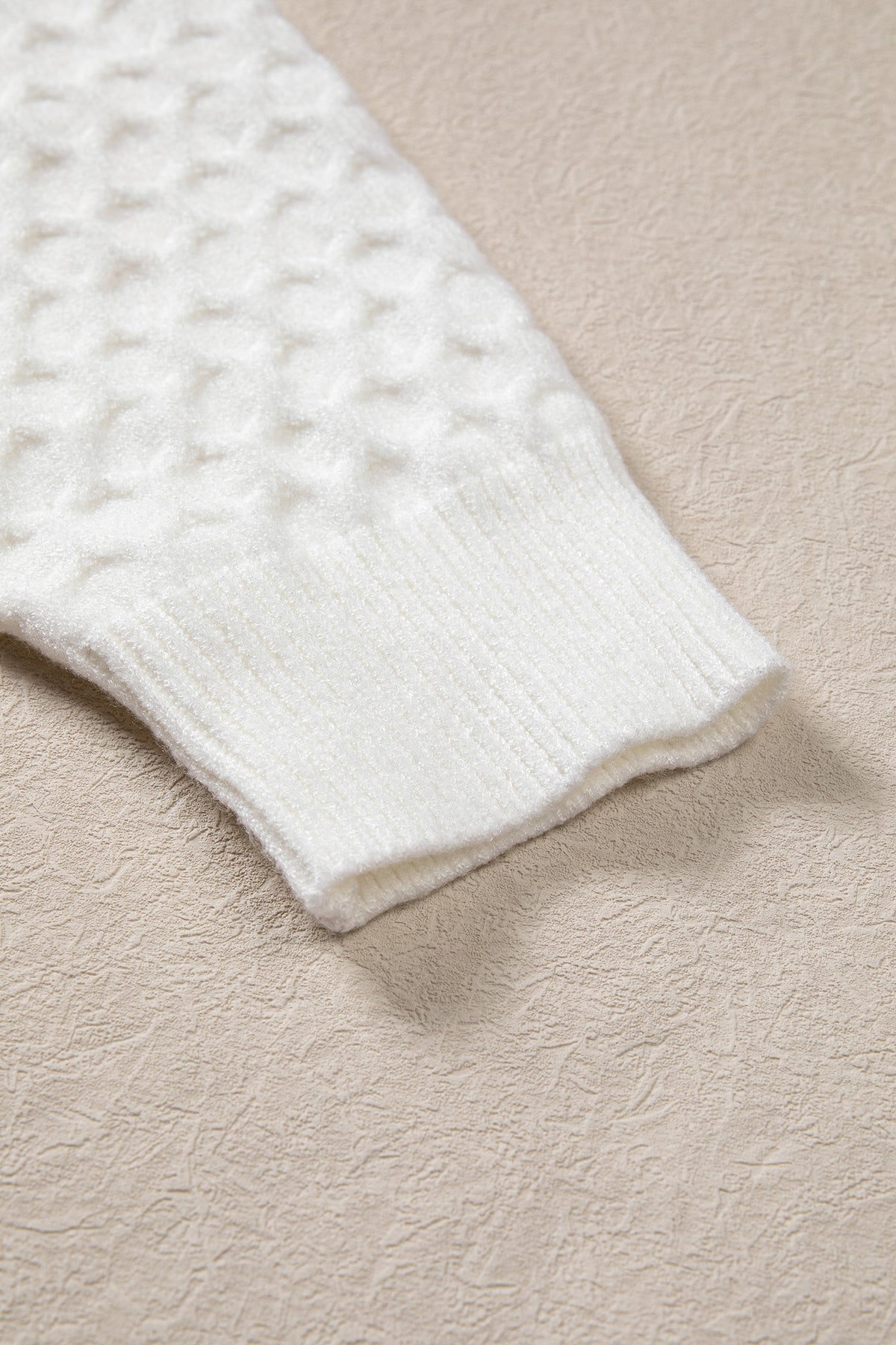 White Solid Textured Knit Pearl Embellished Pullover Sweater-TOPS / DRESSES-[Adult]-[Female]-2022 Online Blue Zone Planet