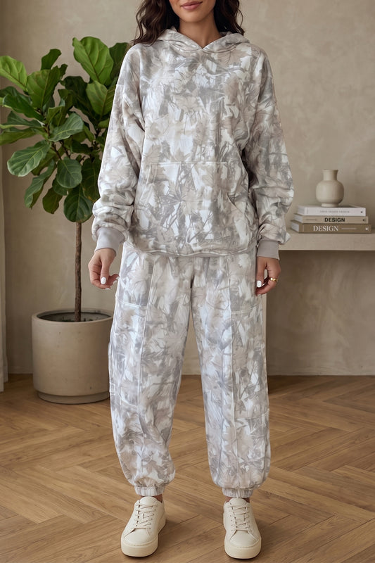 Multicolour Abstract Print Long Sleeve Elastic Waist Pant Set-Tops / Dresses-[Adult]-[Female]-Multicolour-S-2022 Online Blue Zone Planet