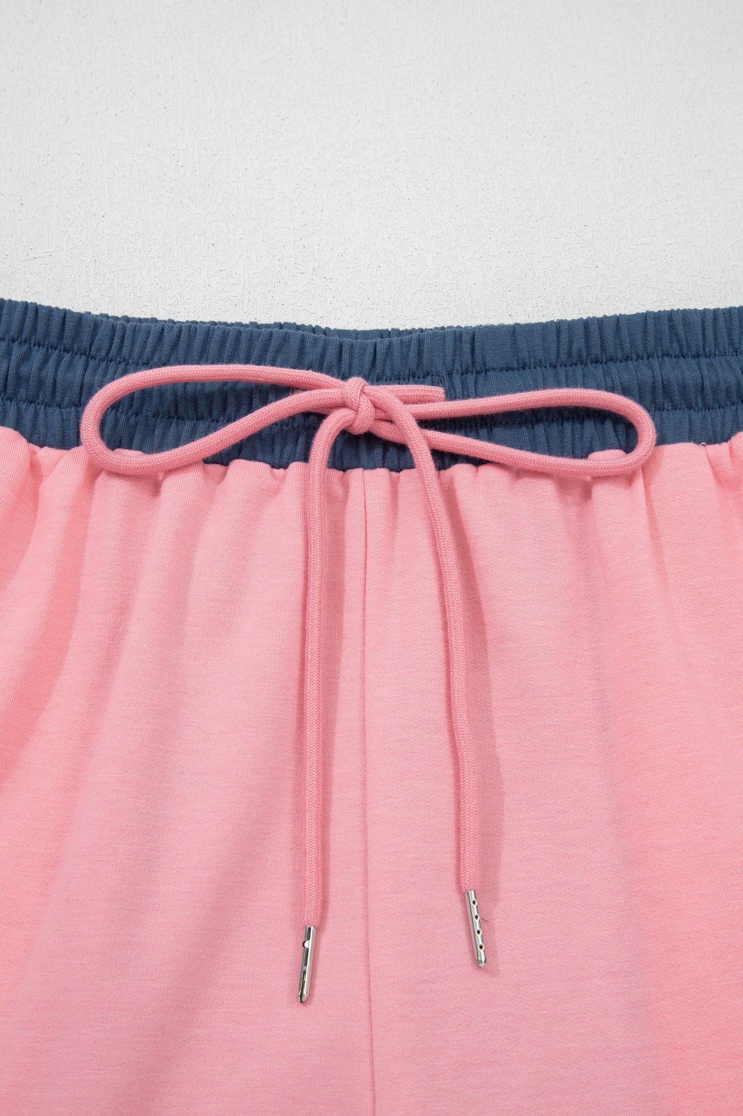 Pink Color Block Patchwork Varsity Striped Detail Drawstring Elastic Waist Shorts-Bottoms/Casual Shorts-[Adult]-[Female]-2022 Online Blue Zone Planet