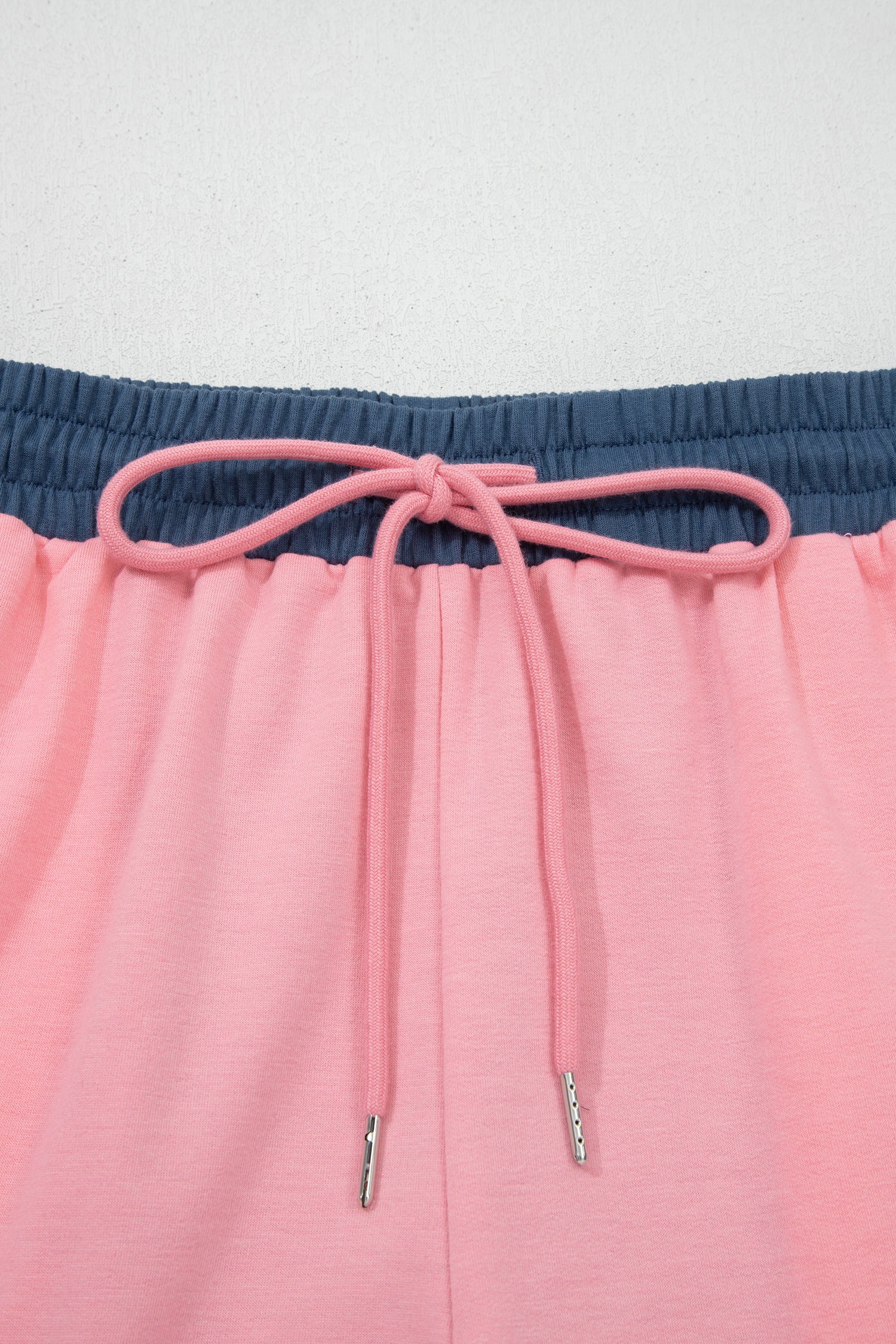 Pink Color Block Patchwork Varsity Striped Detail Drawstring Elastic Waist Shorts-Bottoms/Casual Shorts-[Adult]-[Female]-2022 Online Blue Zone Planet