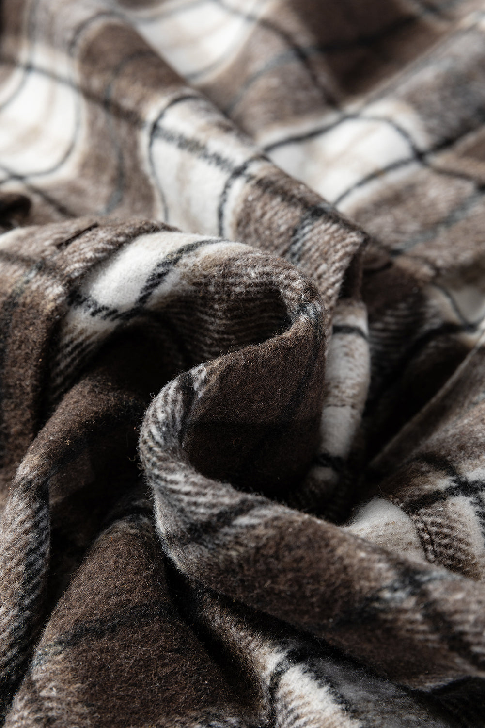 Dark Brown Flanel Plaid Single Chest Pocket Boyfriend Shacket-TOPS / DRESSES-[Adult]-[Female]-2022 Online Blue Zone Planet