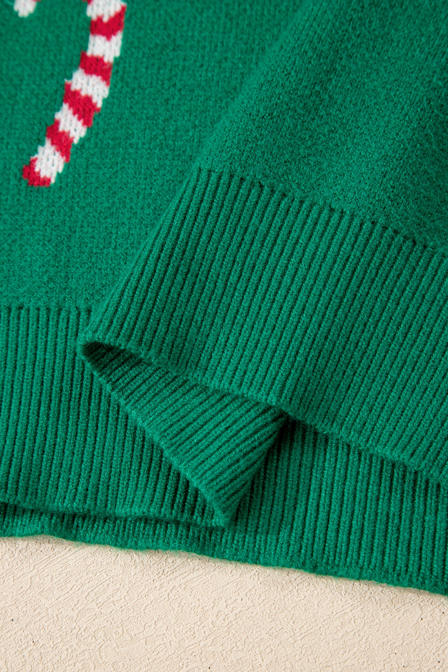 Dark Green Christmas Candy Cane Holiday Drop Shoulder Sweater-TOPS / DRESSES-[Adult]-[Female]-2022 Online Blue Zone Planet